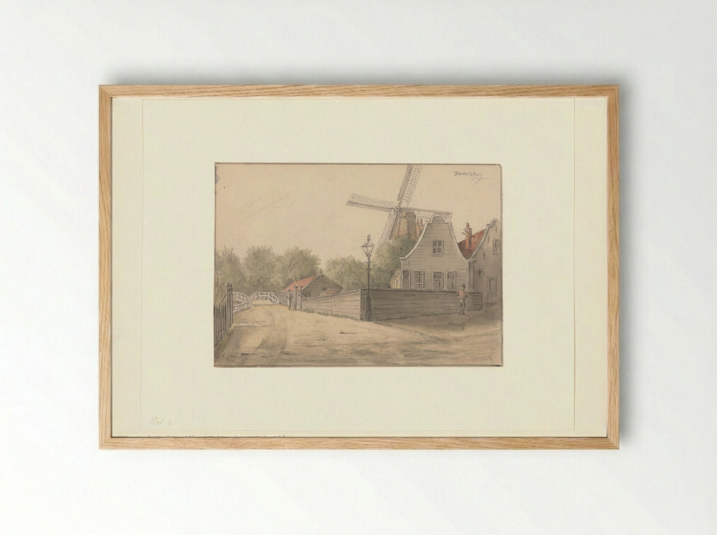 Gezicht op de Voorweg met molen De Valk - Albert Martin - Framed Print Wood