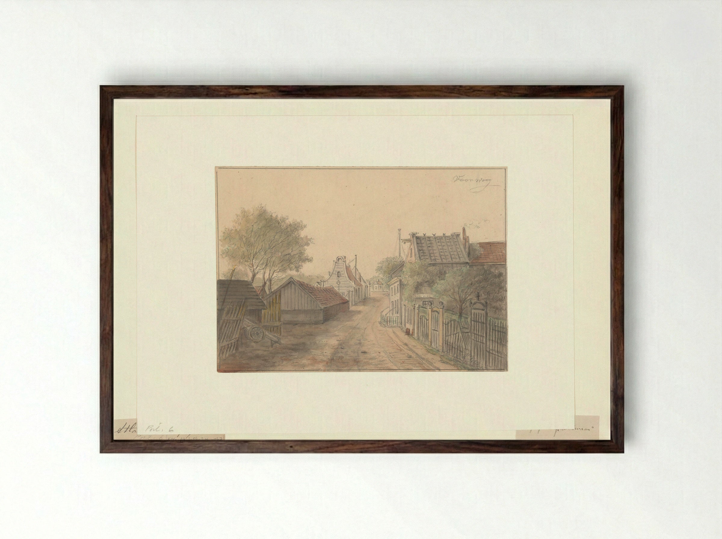 Gezicht op de Voorweg - Albert Martin - Framed Print Dark Wood