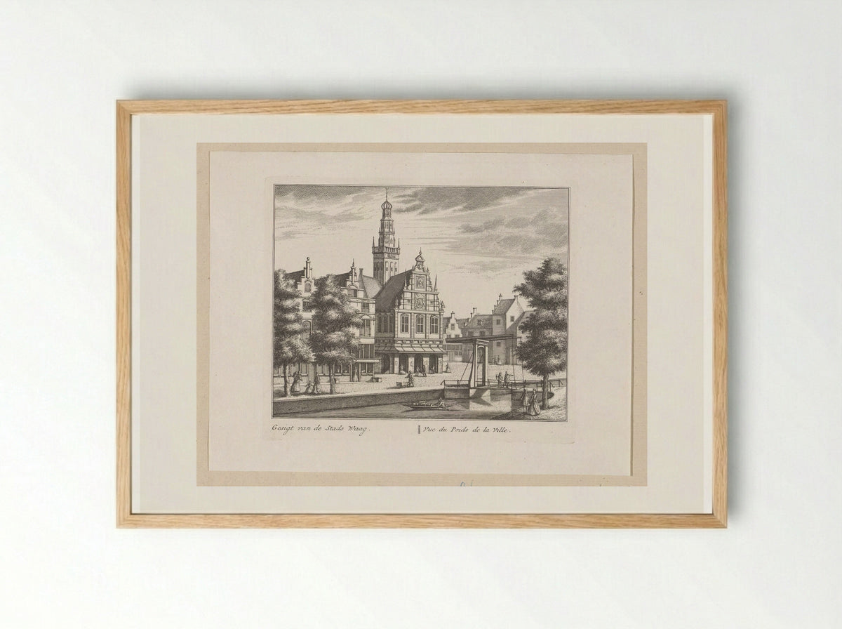 Gezicht op de Waag te Alkmaar - Leonard Schenk - Framed Print Wood