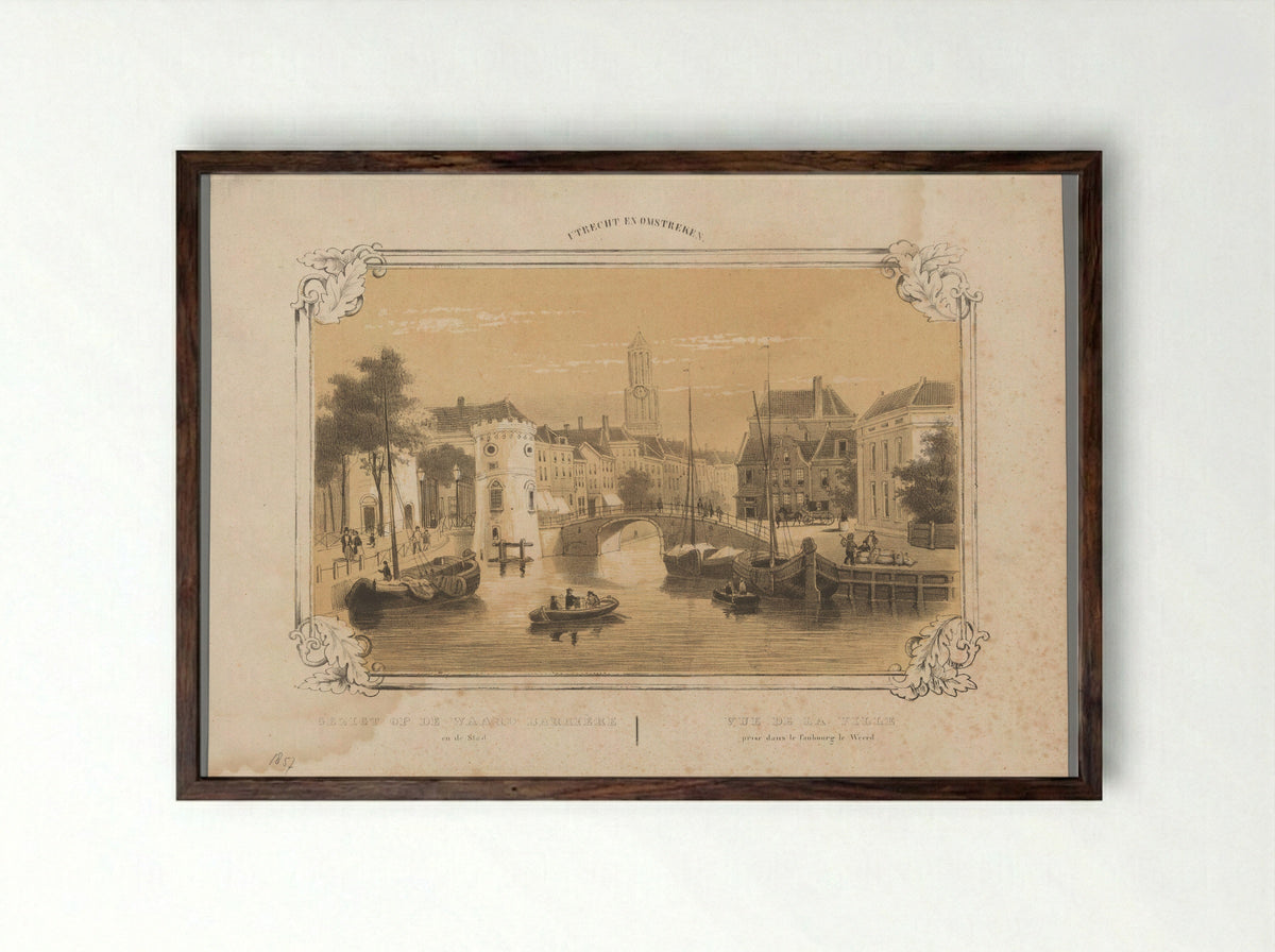 Gezicht op de Waard-Barrière te Utrecht - Weduwe Huygens - Framed Print Dark Wood