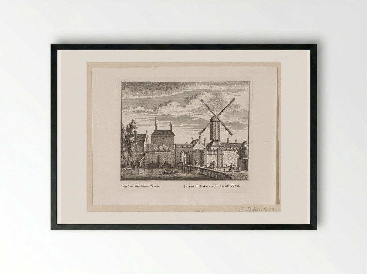 Gezicht op de Waterpoort te Alkmaar - Leonard Schenk - Framed Print Black