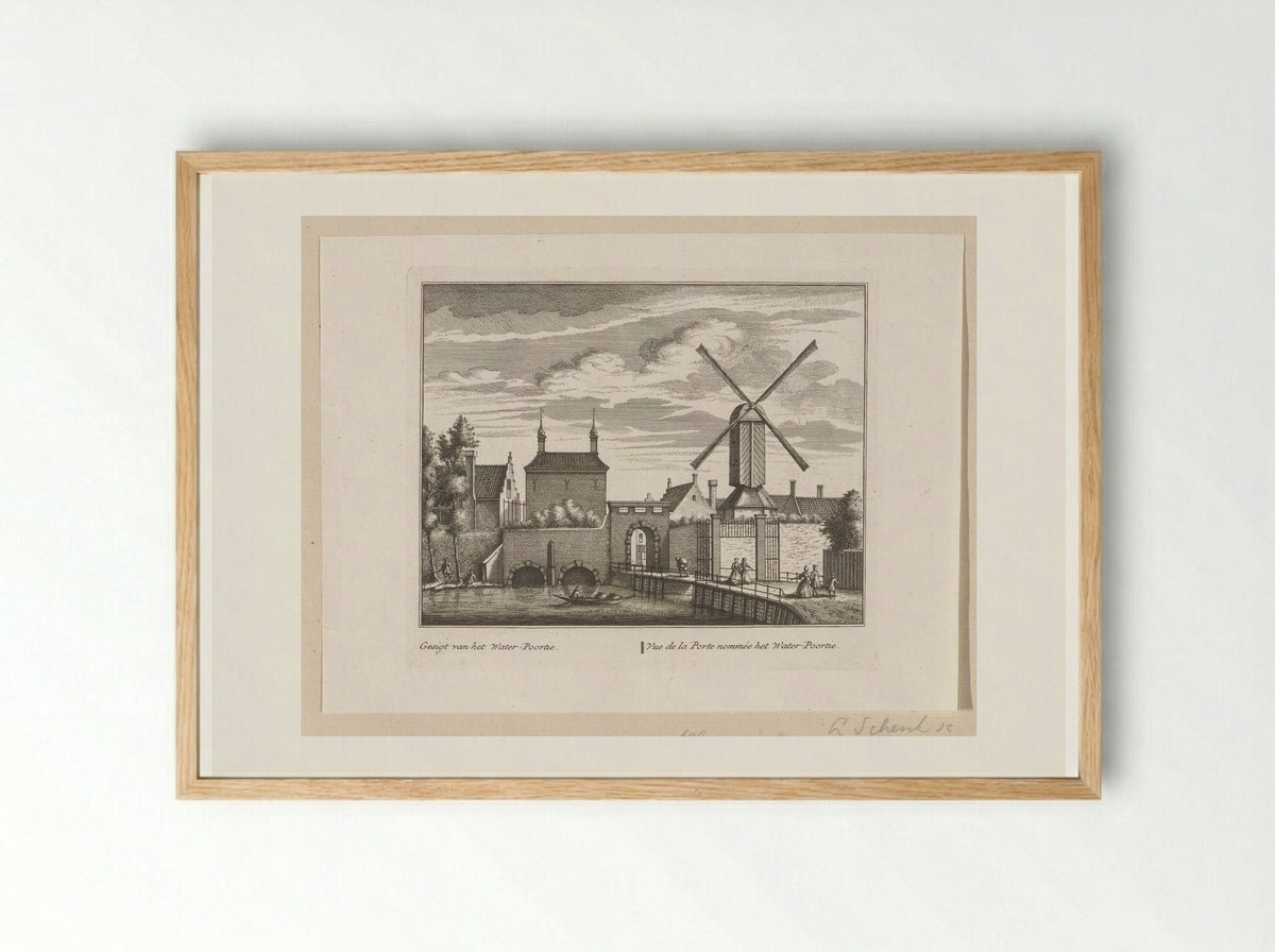 Gezicht op de Waterpoort te Alkmaar - Leonard Schenk - Framed Print Wood