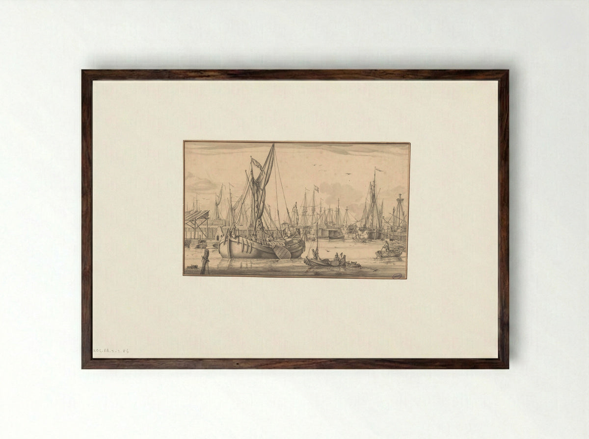 Gezicht op de Westerdok - Pieter Idserts - Framed Print Dark Wood