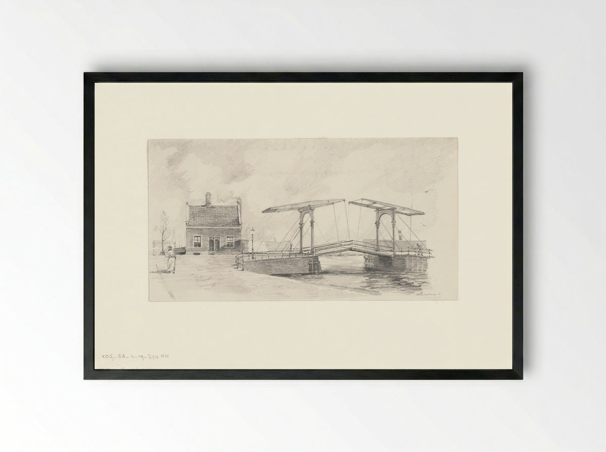 Gezicht op de Zandhoeksbrug - A. Goedkoop - Framed Print Black