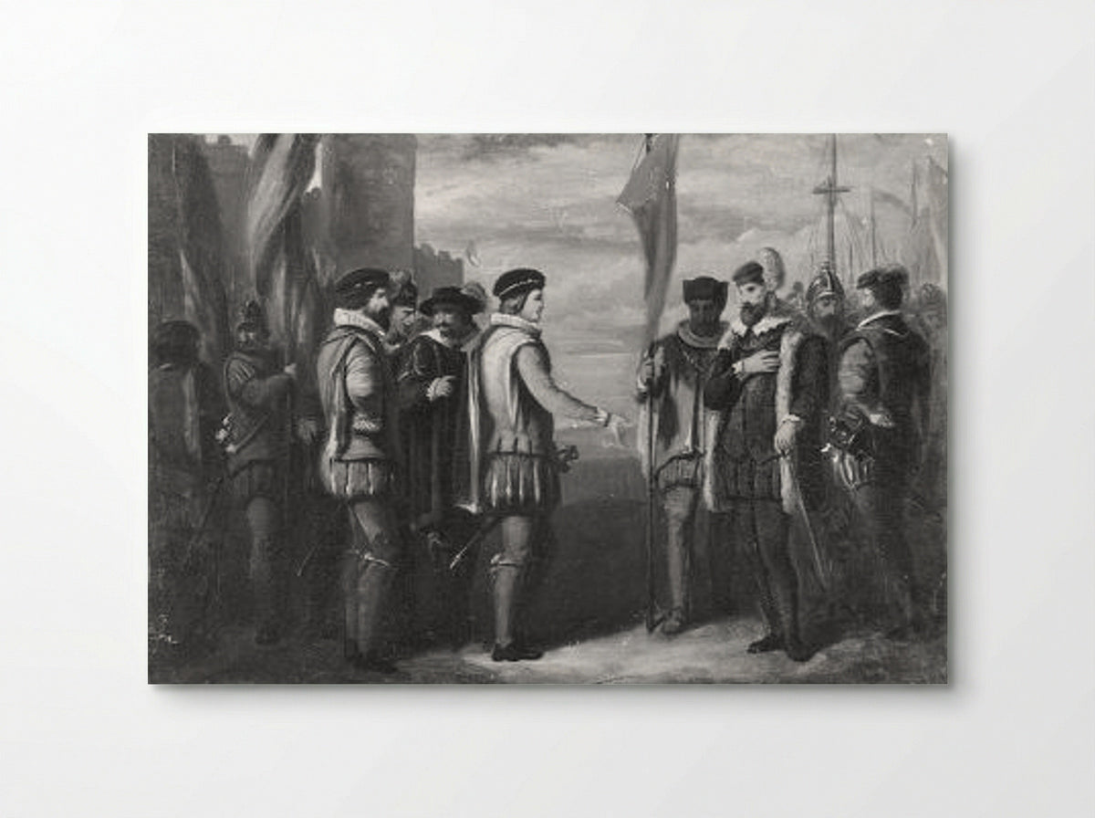 Gezicht op de binnenplaats van de Beurs van Hendrick de Keyser in Amsterdam - Augustin Taurel - Poster