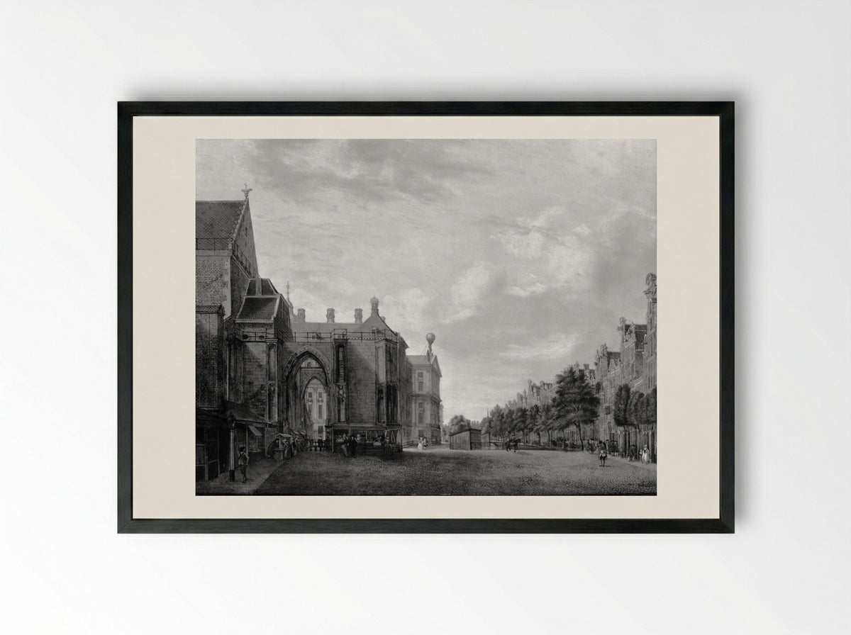 Gezicht op de bocht van de Herengracht, gezien in de richting van de Nieuwe Spiegelstraat - Jan de Beijer - Framed Print Black