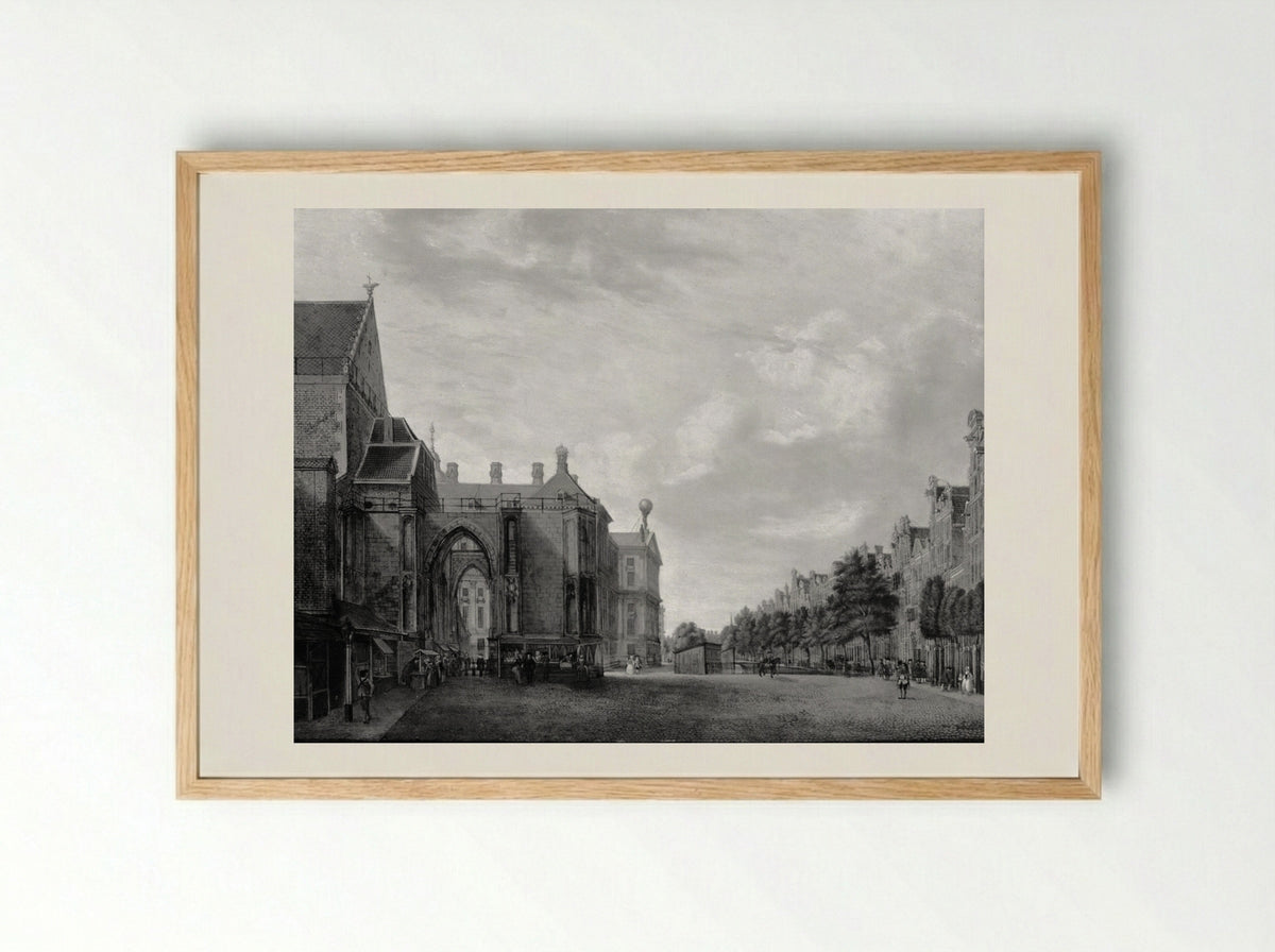 Gezicht op de bocht van de Herengracht, gezien in de richting van de Nieuwe Spiegelstraat - Jan de Beijer - Framed Print Wood