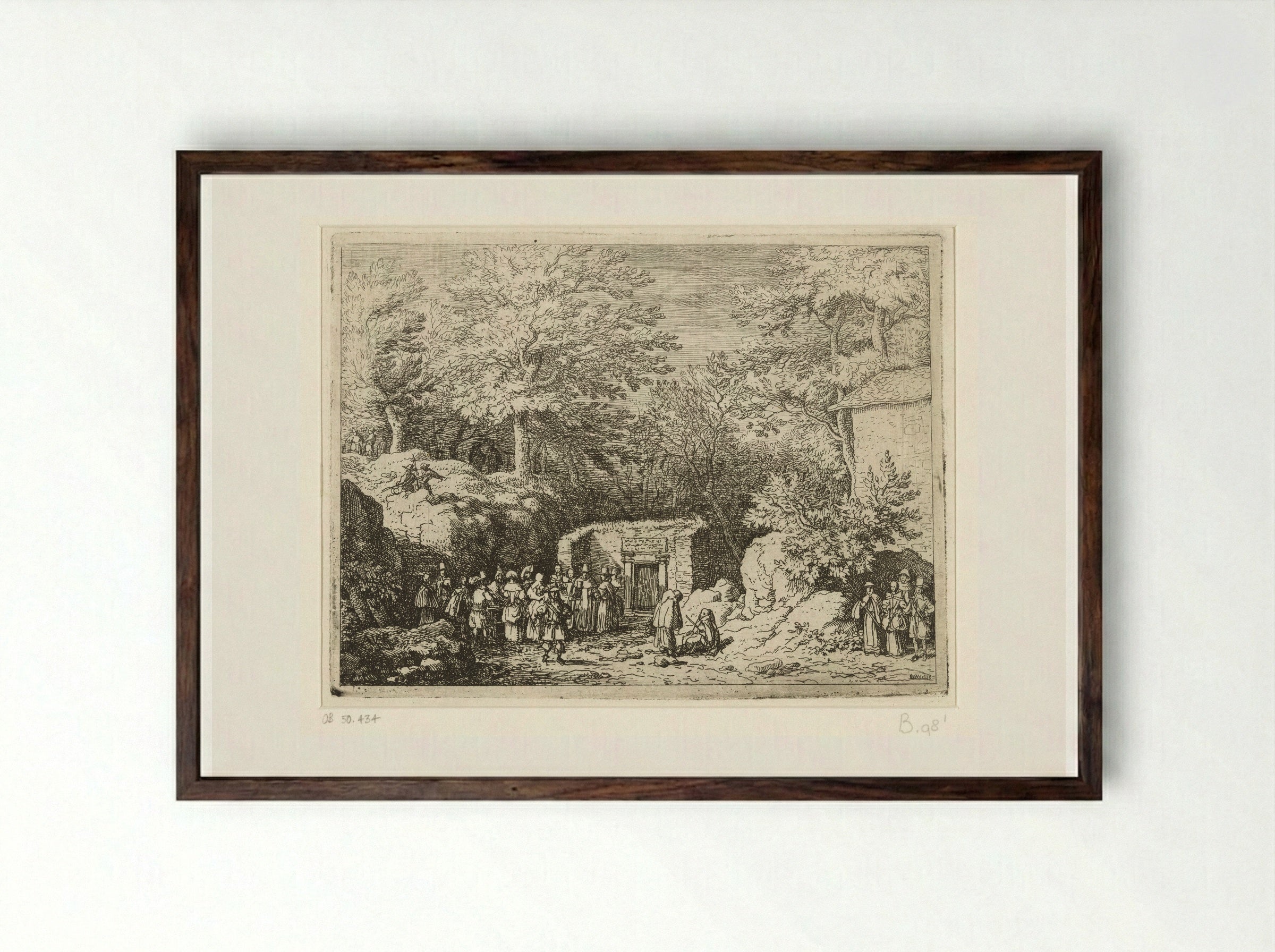 Gezicht op de bron van Sauvenière bij Spa - Allaert van Everdingen - Framed Print Dark Wood