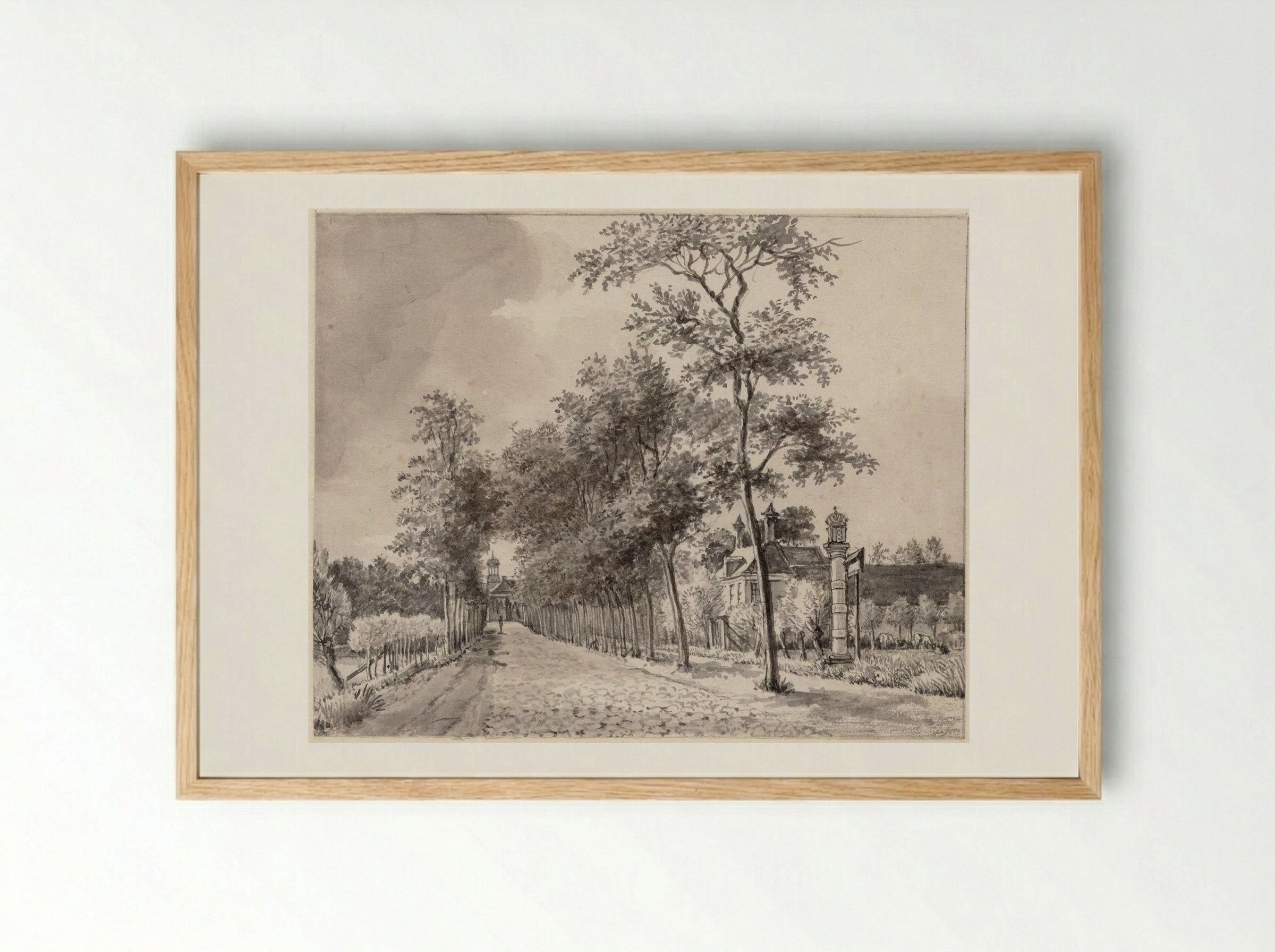Gezicht op de brug over het ongedempte Spui, gezien naar de kerk op de Boommarkt - Gerrit Lamberts - Framed Print Wood