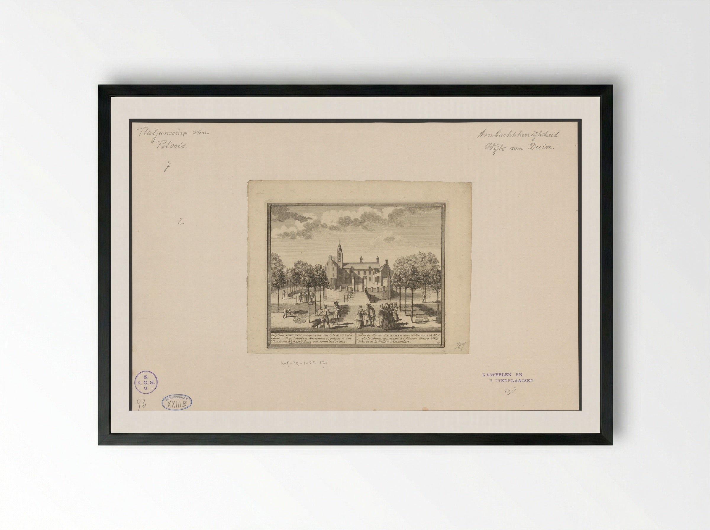 Gezicht op de buitenplaats Adrichem te Beverwijk - Hendrik de Leth - Framed Print Black