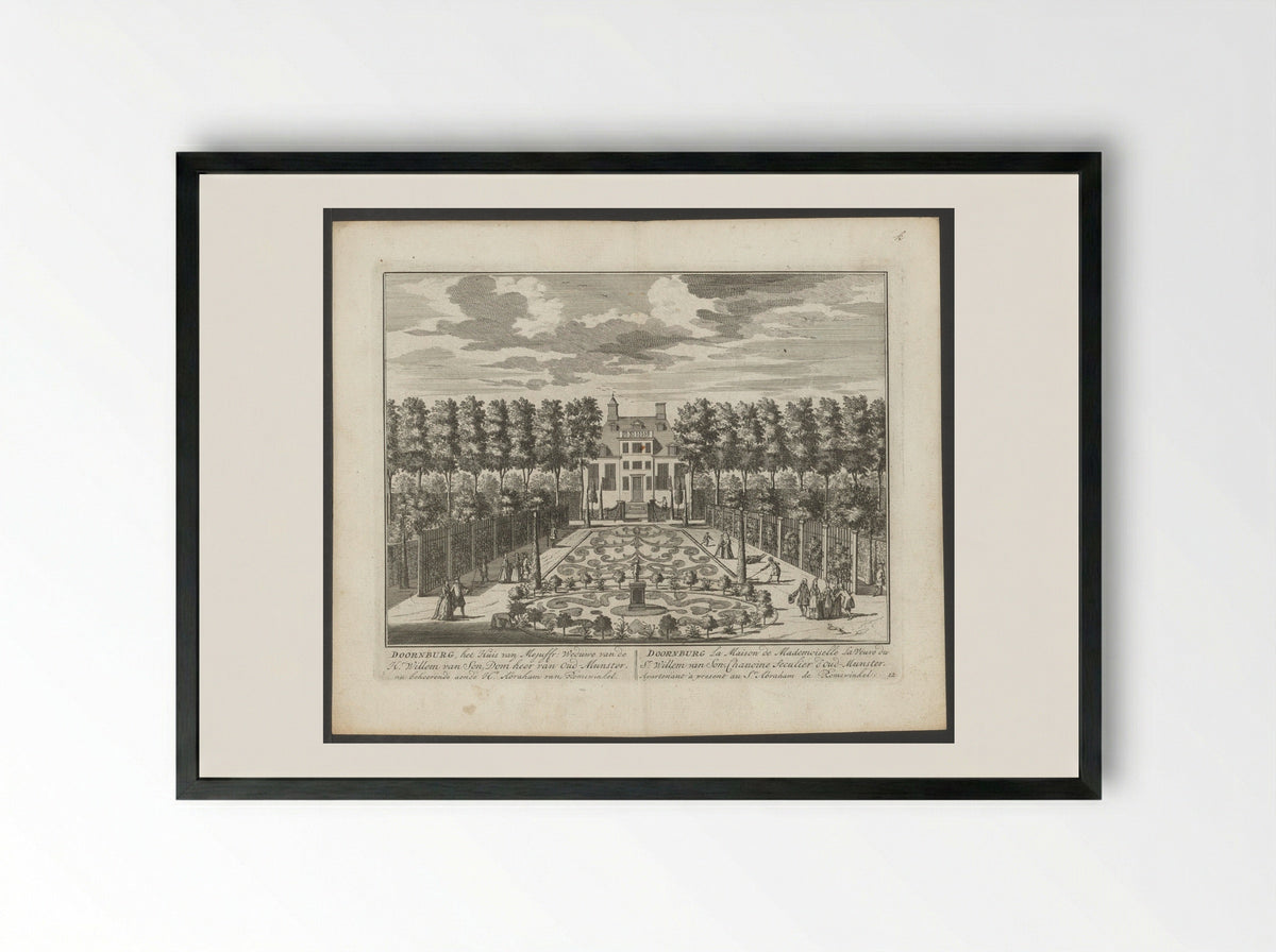 Gezicht op de buitenplaats Doornburgh nabij Maarssen - Daniël Stopendaal - Framed Print Black