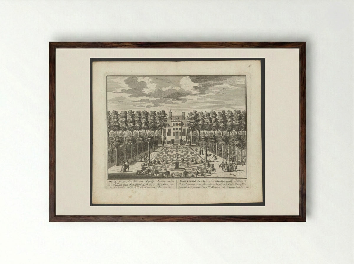 Gezicht op de buitenplaats Doornburgh nabij Maarssen - Daniël Stopendaal - Framed Print Dark Wood