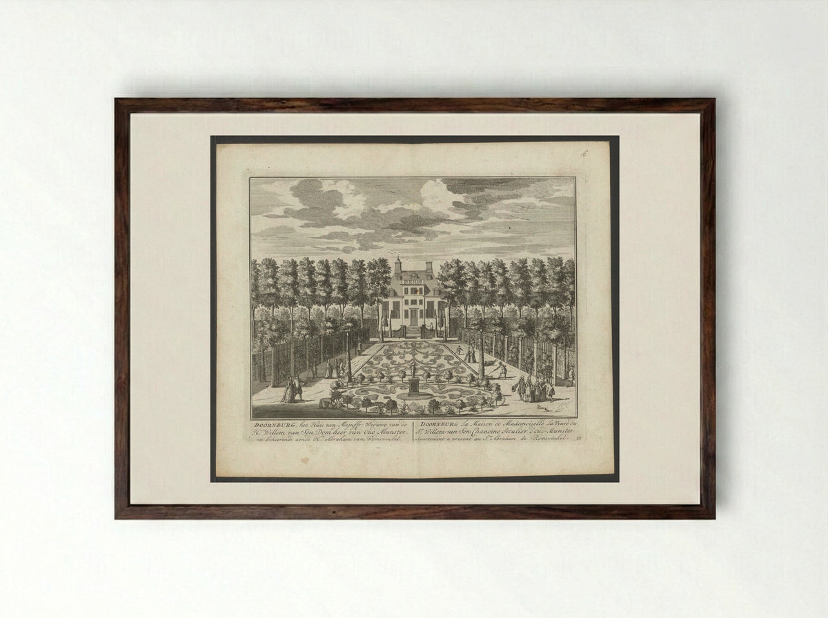 Gezicht op de buitenplaats Doornburgh nabij Maarssen - Daniël Stopendaal - Framed Print Dark Wood