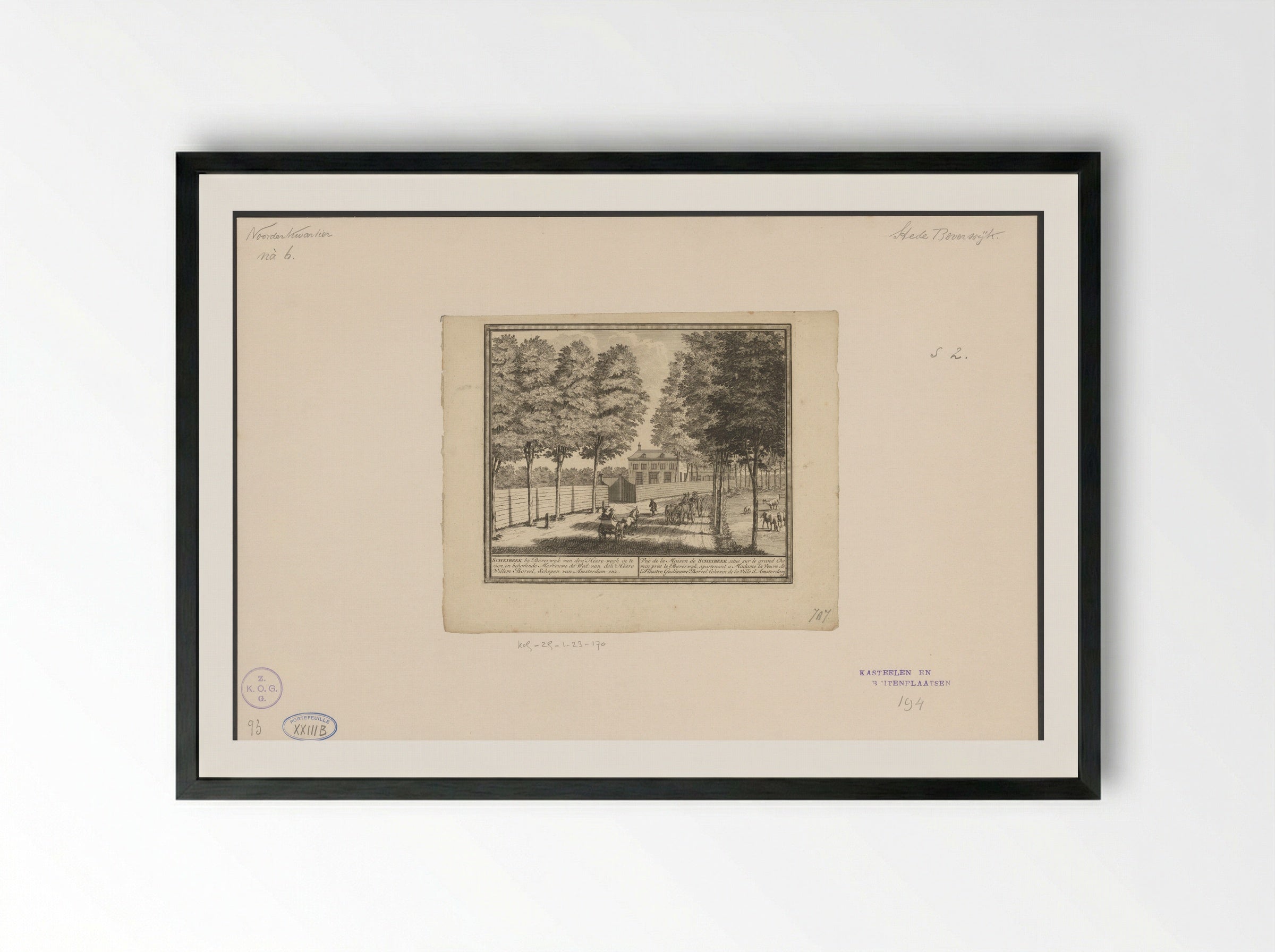 Gezicht op de buitenplaats Scheijbeek te Beverwijk - Hendrik de Leth - Framed Print Black
