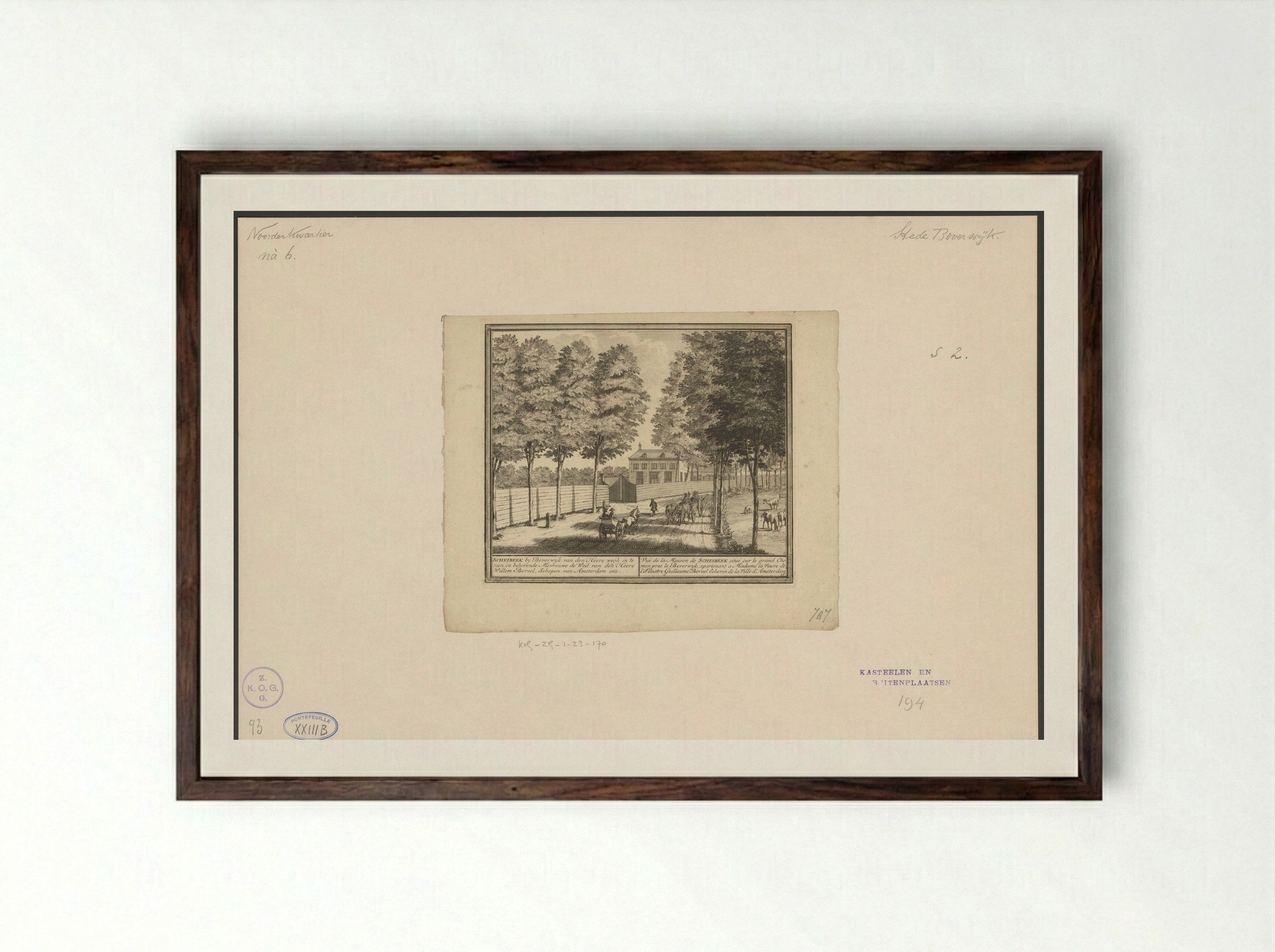 Gezicht op de buitenplaats Scheijbeek te Beverwijk - Hendrik de Leth - Framed Print Dark Wood