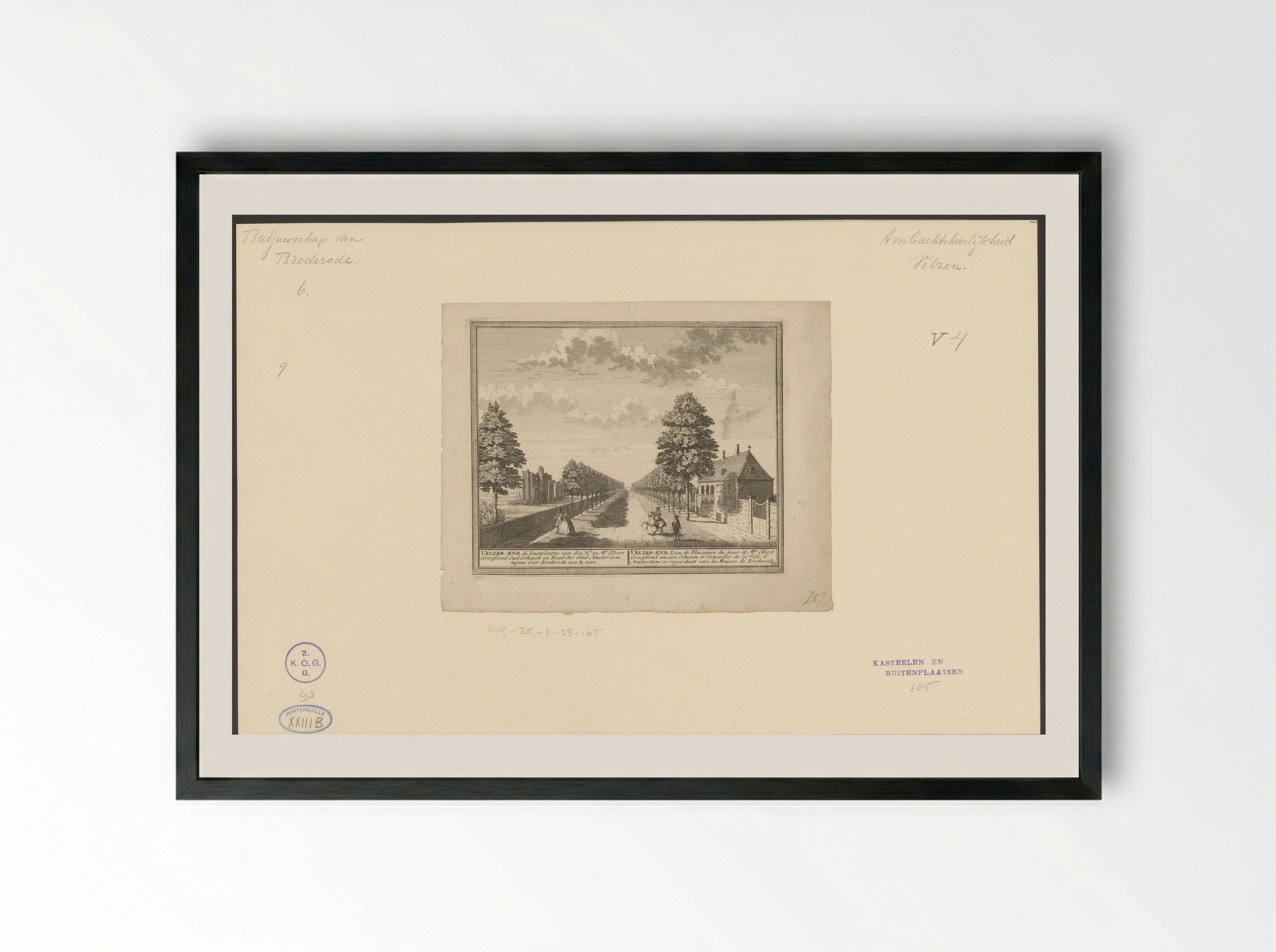 Gezicht op de buitenplaats Velserend - Hendrik de Leth - Framed Print Black