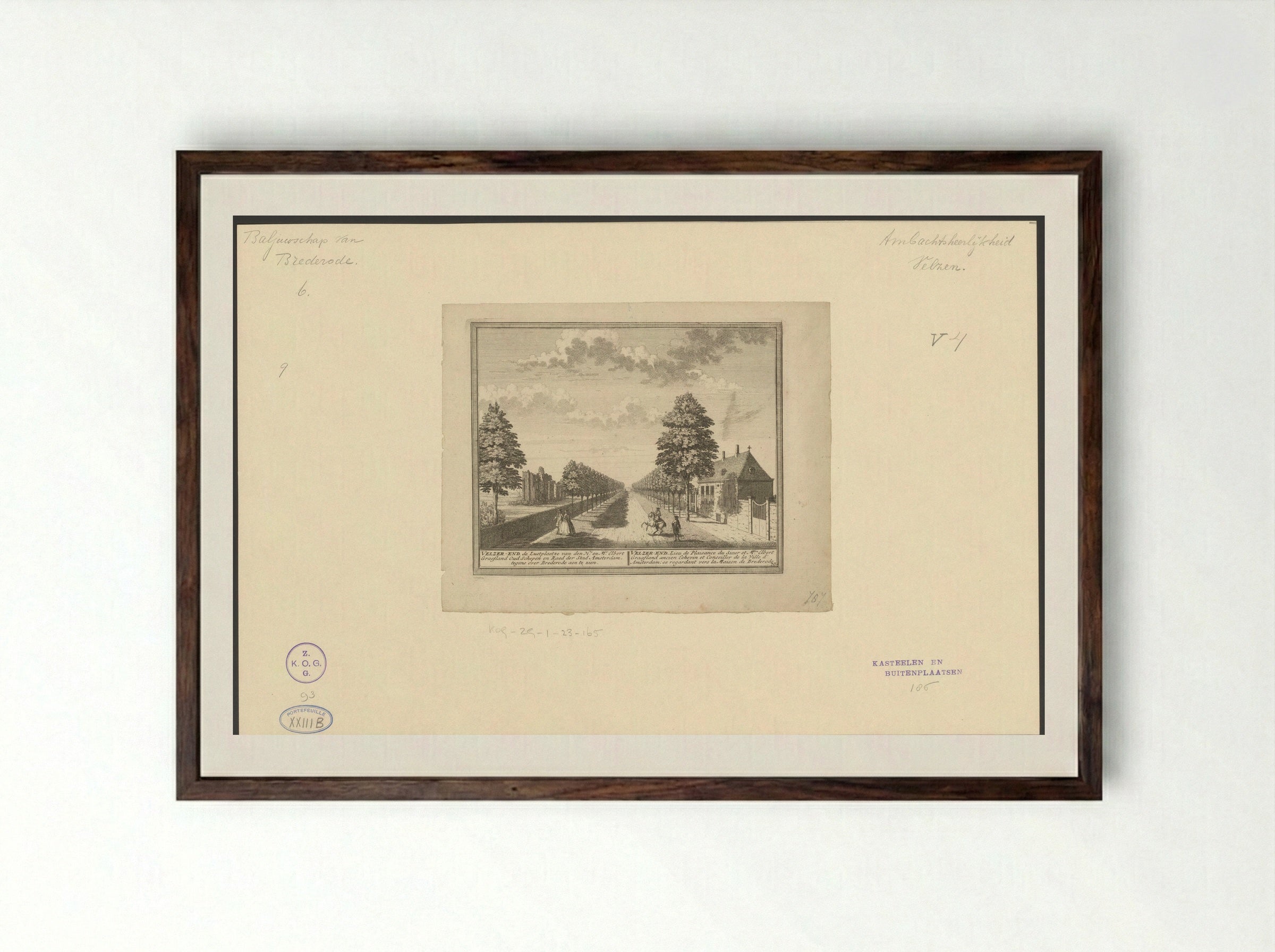 Gezicht op de buitenplaats Velserend - Hendrik de Leth - Framed Print Dark Wood