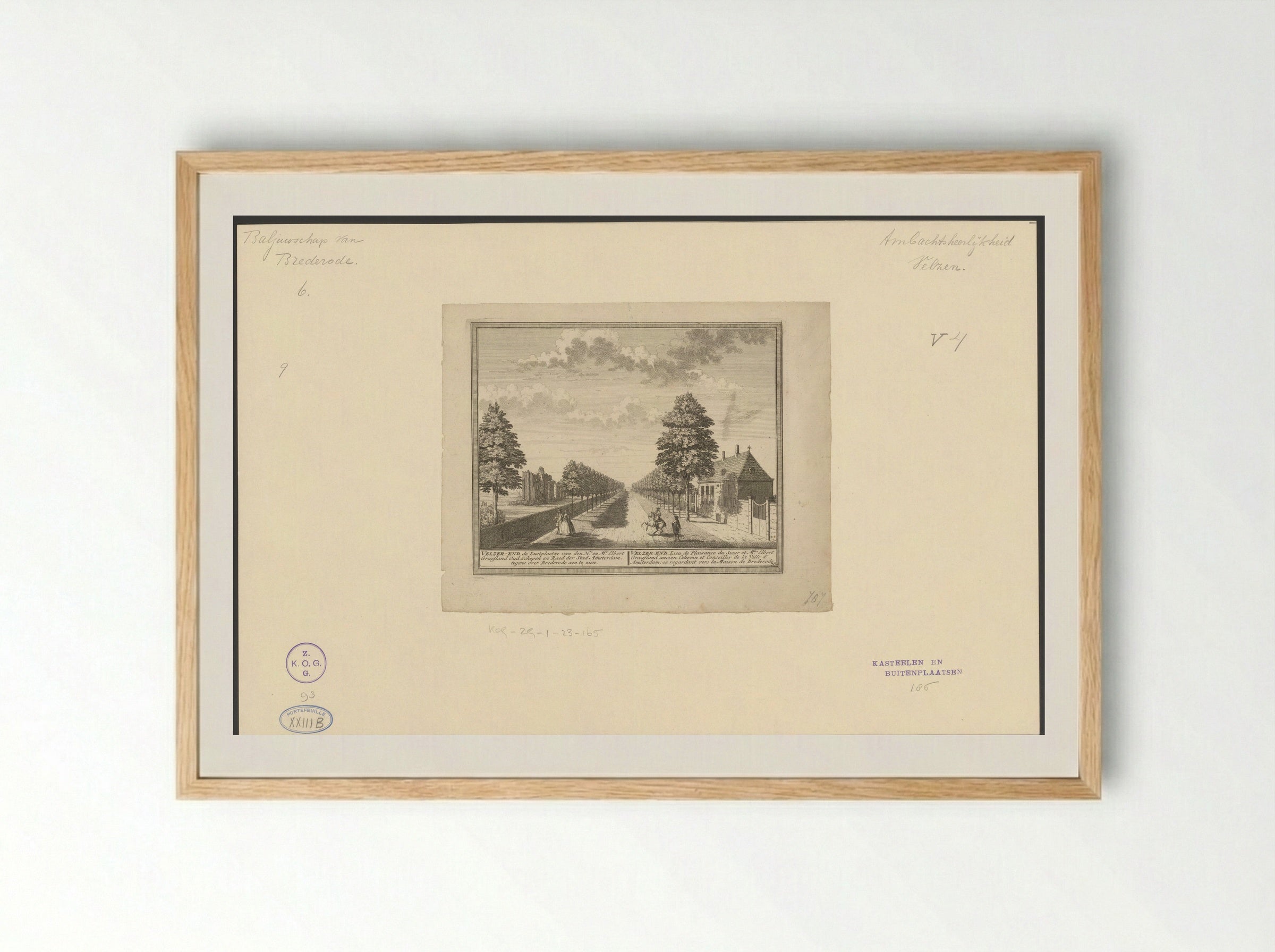 Gezicht op de buitenplaats Velserend - Hendrik de Leth - Framed Print Wood