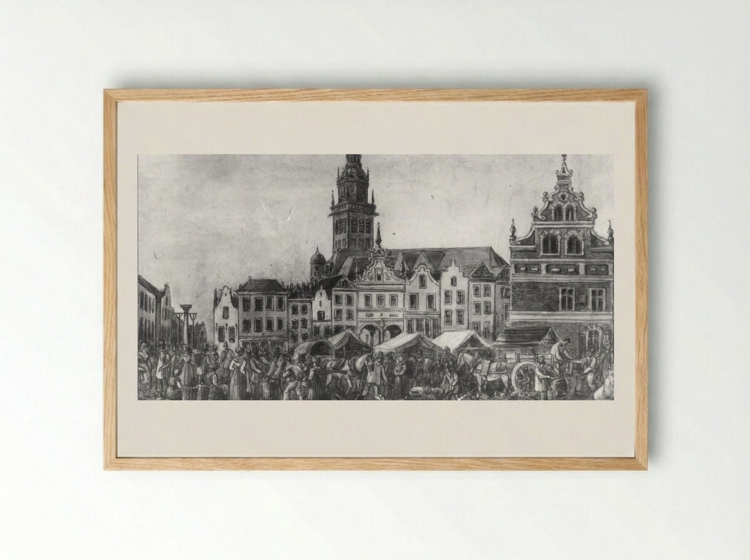 Gezicht op de fontein op de tweede binnenplaats van het Oude Doolhof aan de Prinsengracht - Hilmar Johannes Backer - Framed Print Wood