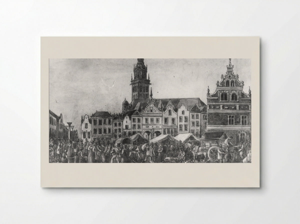 Gezicht op de fontein op de tweede binnenplaats van het Oude Doolhof aan de Prinsengracht - Hilmar Johannes Backer - Poster