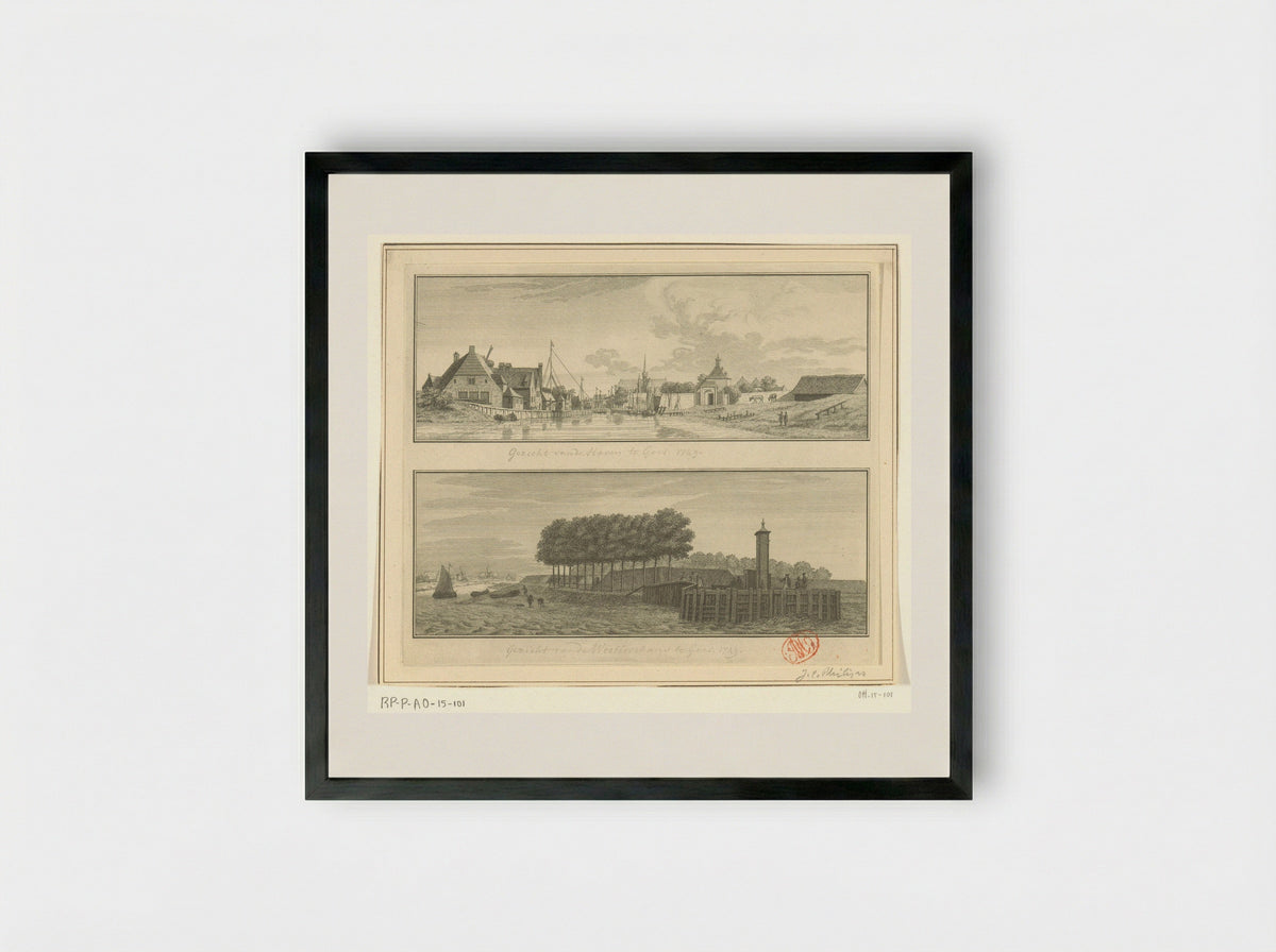 Gezicht op de haven en Westerschans te Goes - Jan Caspar Philips - Framed Print Black