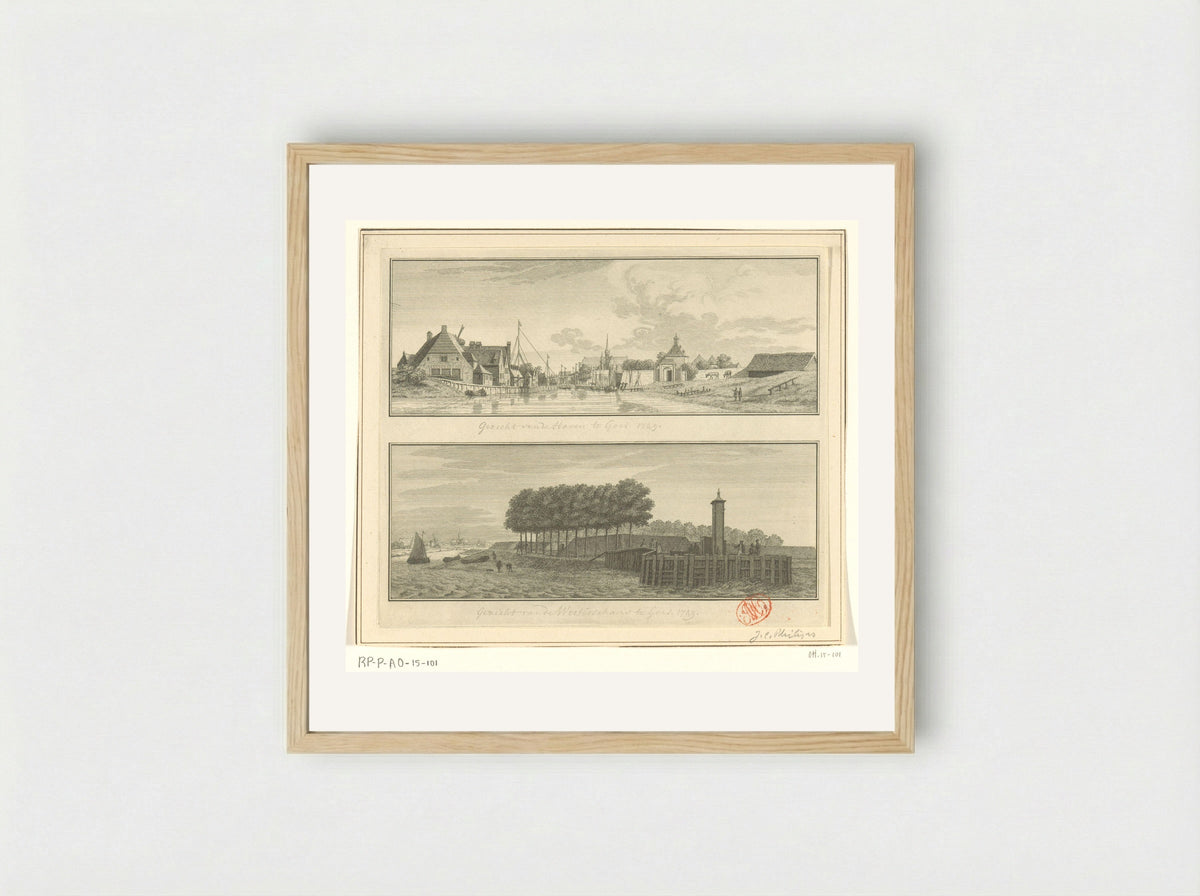 Gezicht op de haven en Westerschans te Goes - Jan Caspar Philips - Framed Print Wood