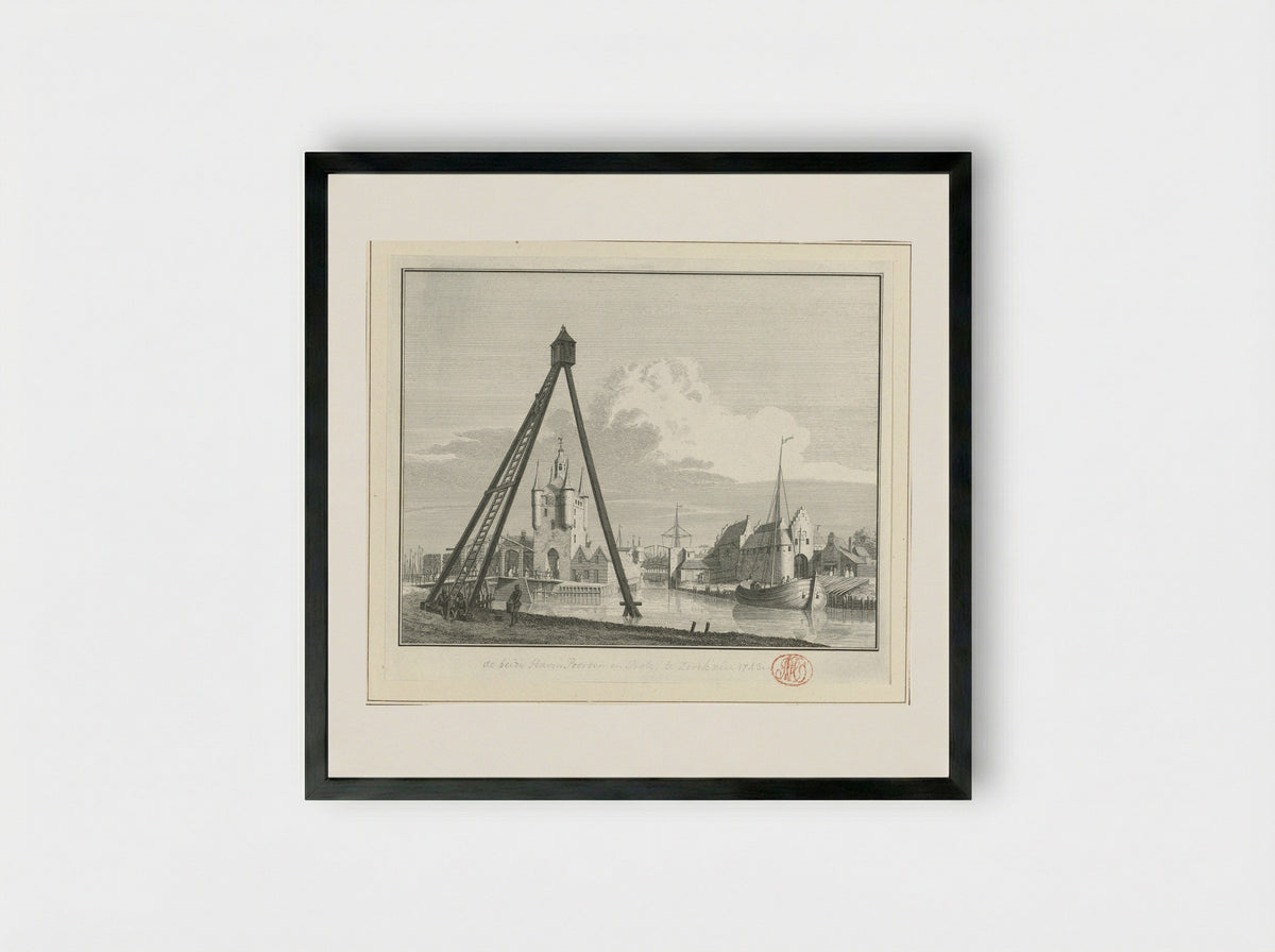 Gezicht op de haven van Zierikzee - Jan Caspar Philips - Framed Print Black