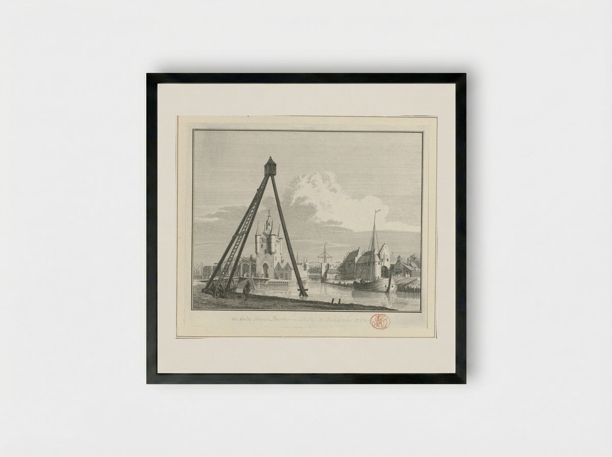 Gezicht op de haven van Zierikzee - Jan Caspar Philips - Framed Print Black