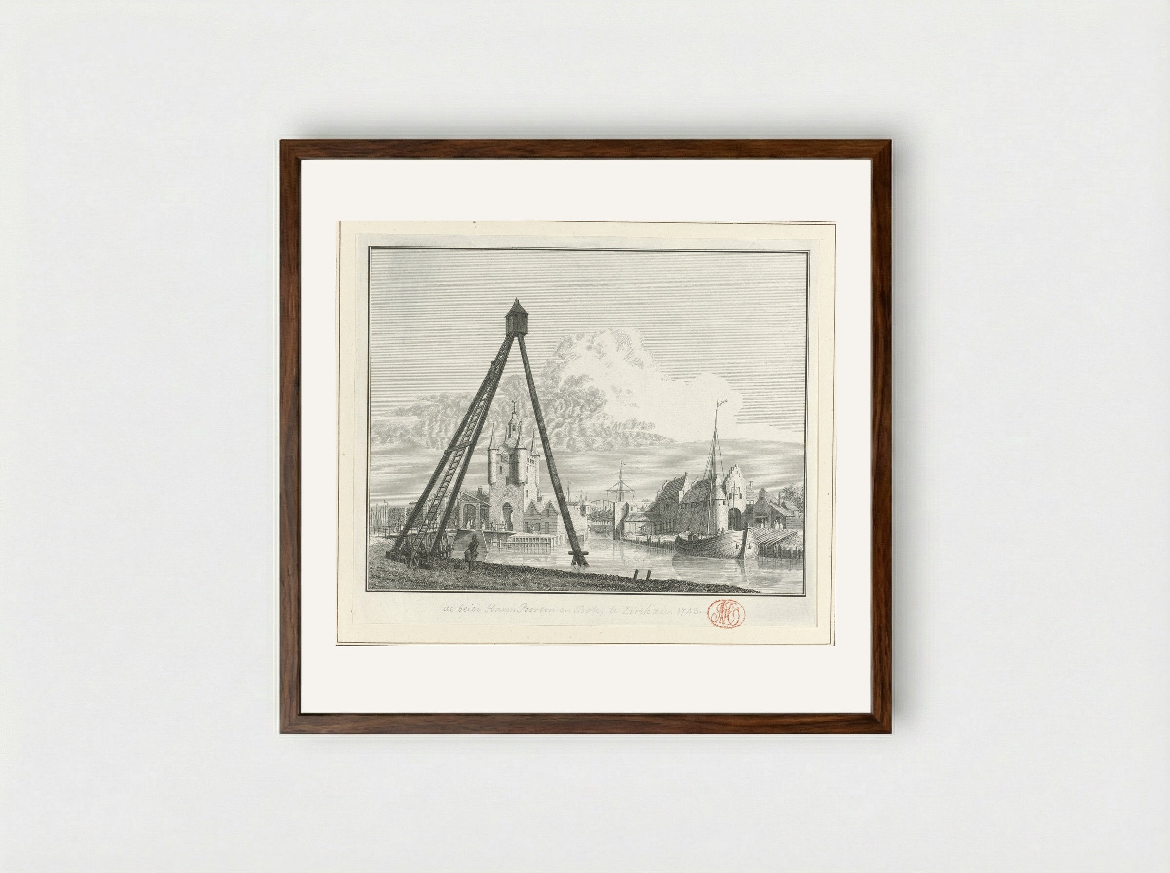 Gezicht op de haven van Zierikzee - Jan Caspar Philips - Framed Print Dark Wood