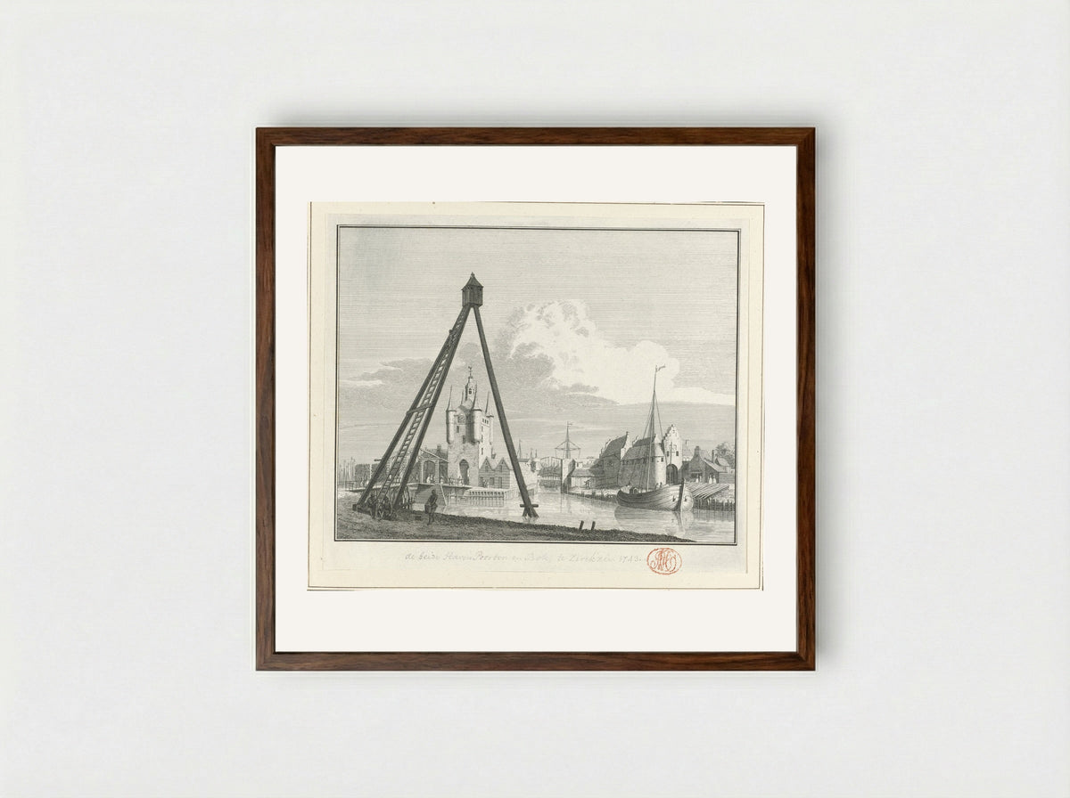 Gezicht op de haven van Zierikzee - Jan Caspar Philips - Framed Print Dark Wood