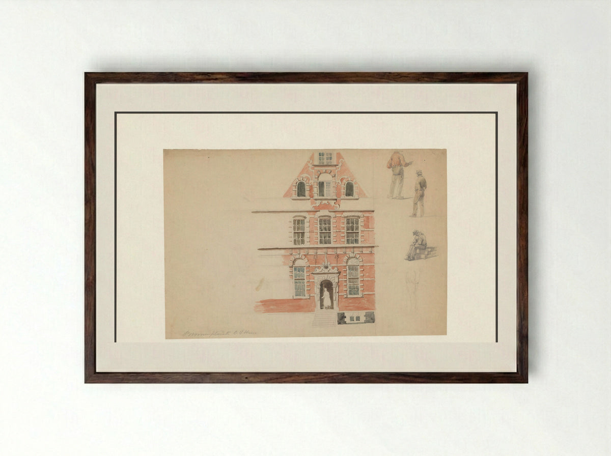 Gezicht op de ingang op de binnenplaats van het Oost-Indisch Huis - A. Goedkoop - Framed Print Dark Wood