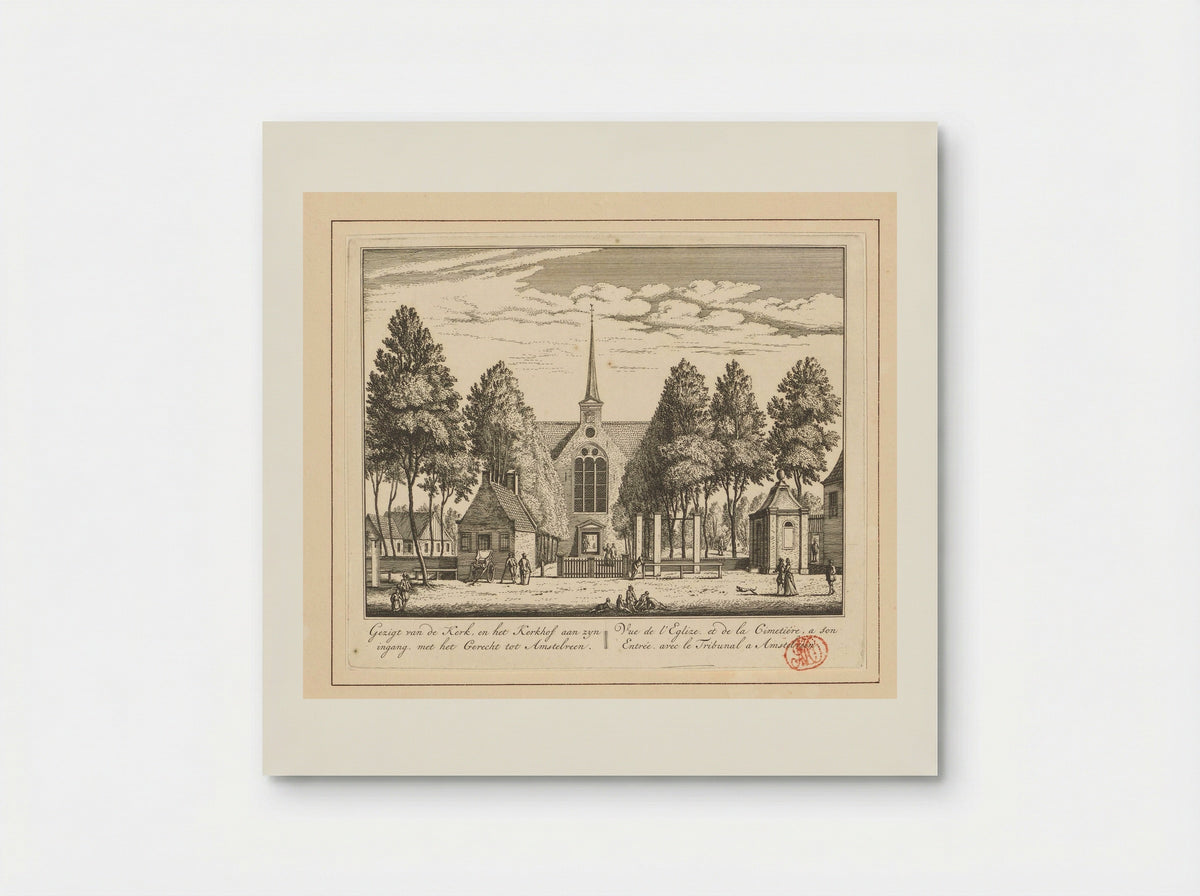 Gezicht op de kerk te Amstelveen - Abraham Rademaker - Poster
