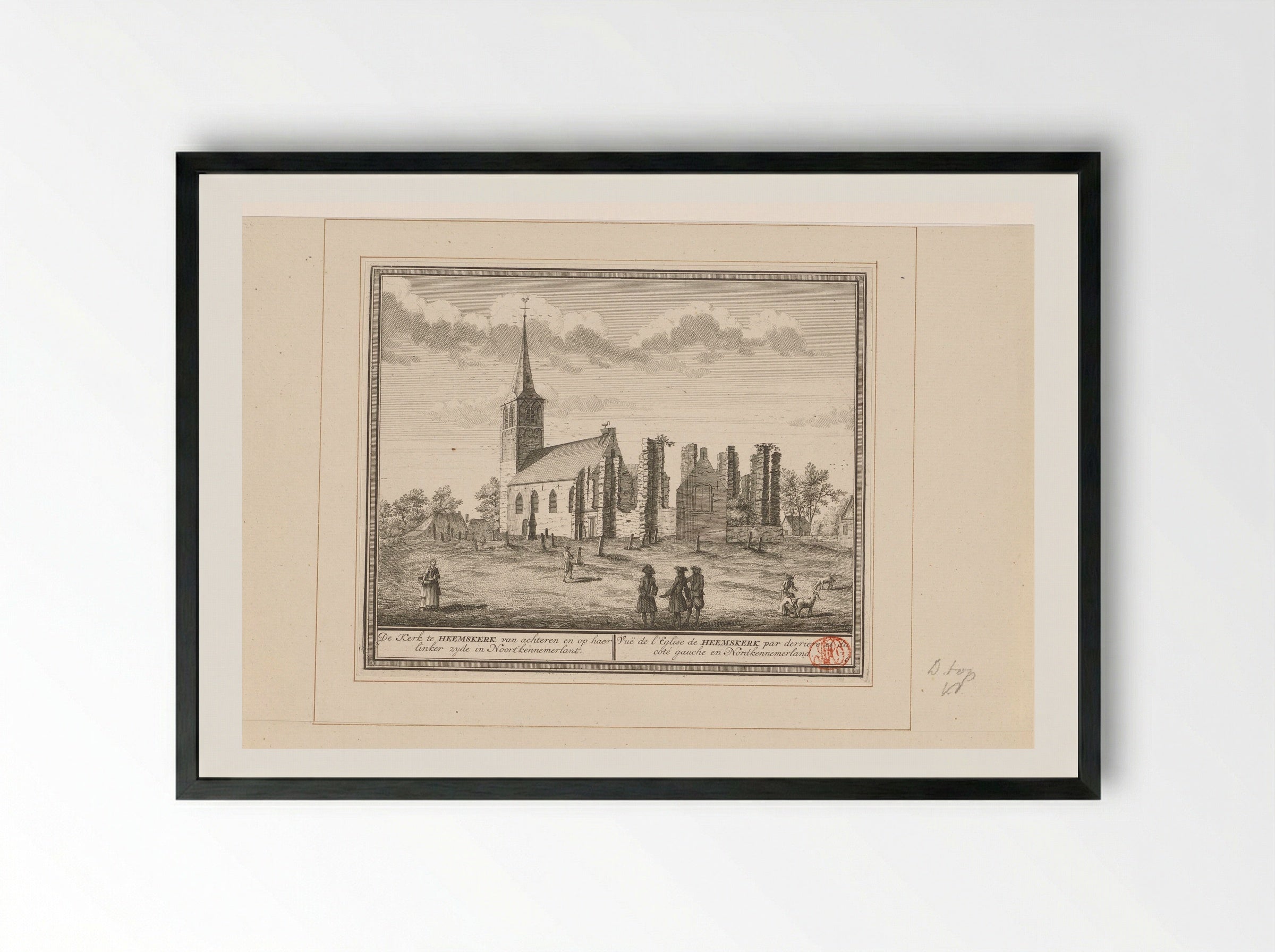 Gezicht op de kerk te Heemskerk - Hendrik de Leth - Framed Print Black