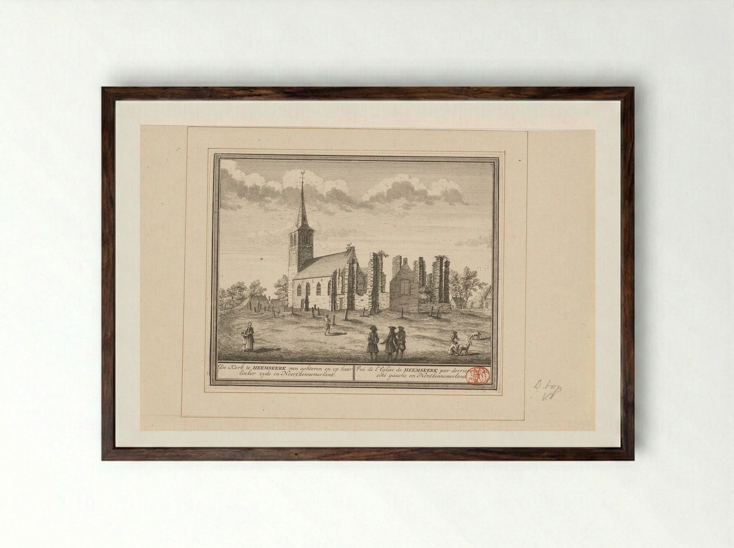 Gezicht op de kerk te Heemskerk - Hendrik de Leth - Framed Print Dark Wood