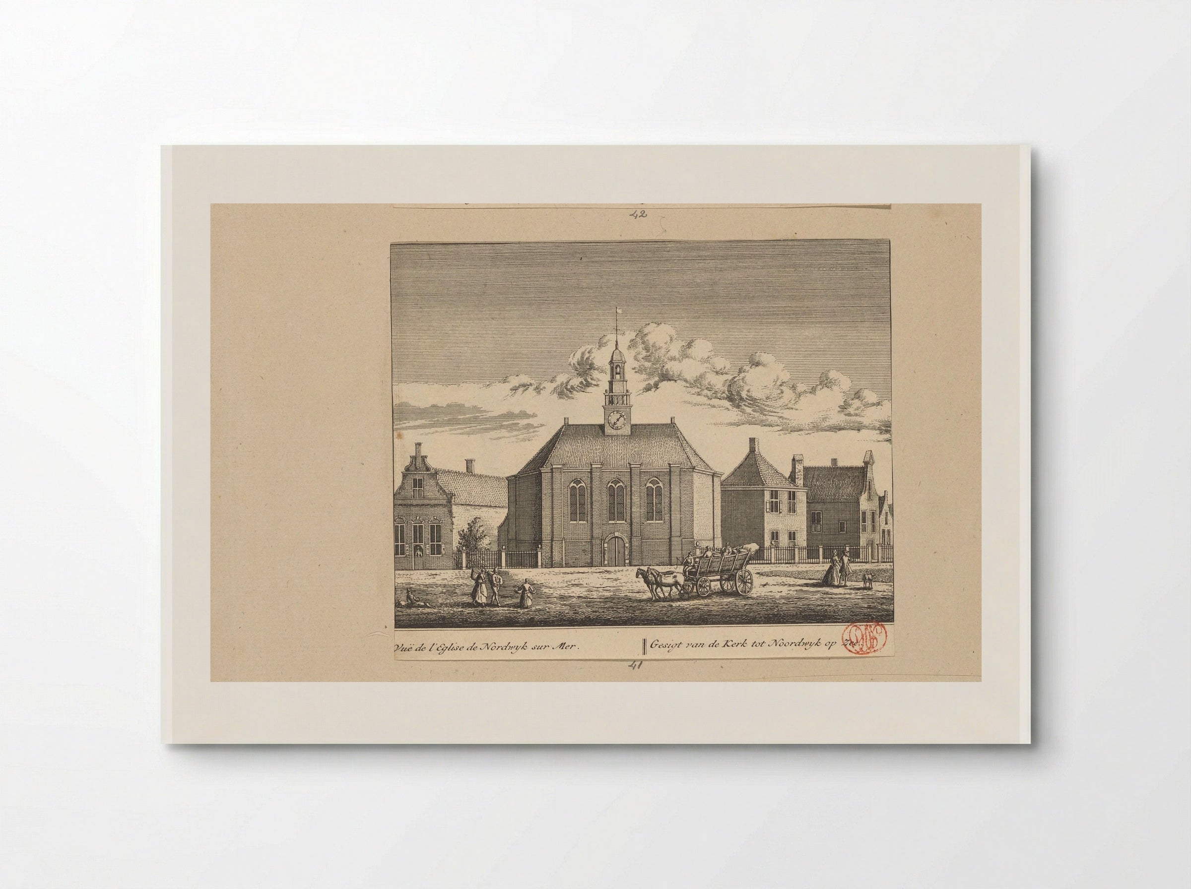 Gezicht op de kerk te Noordwijk aan Zee - Abraham Rademaker - Poster