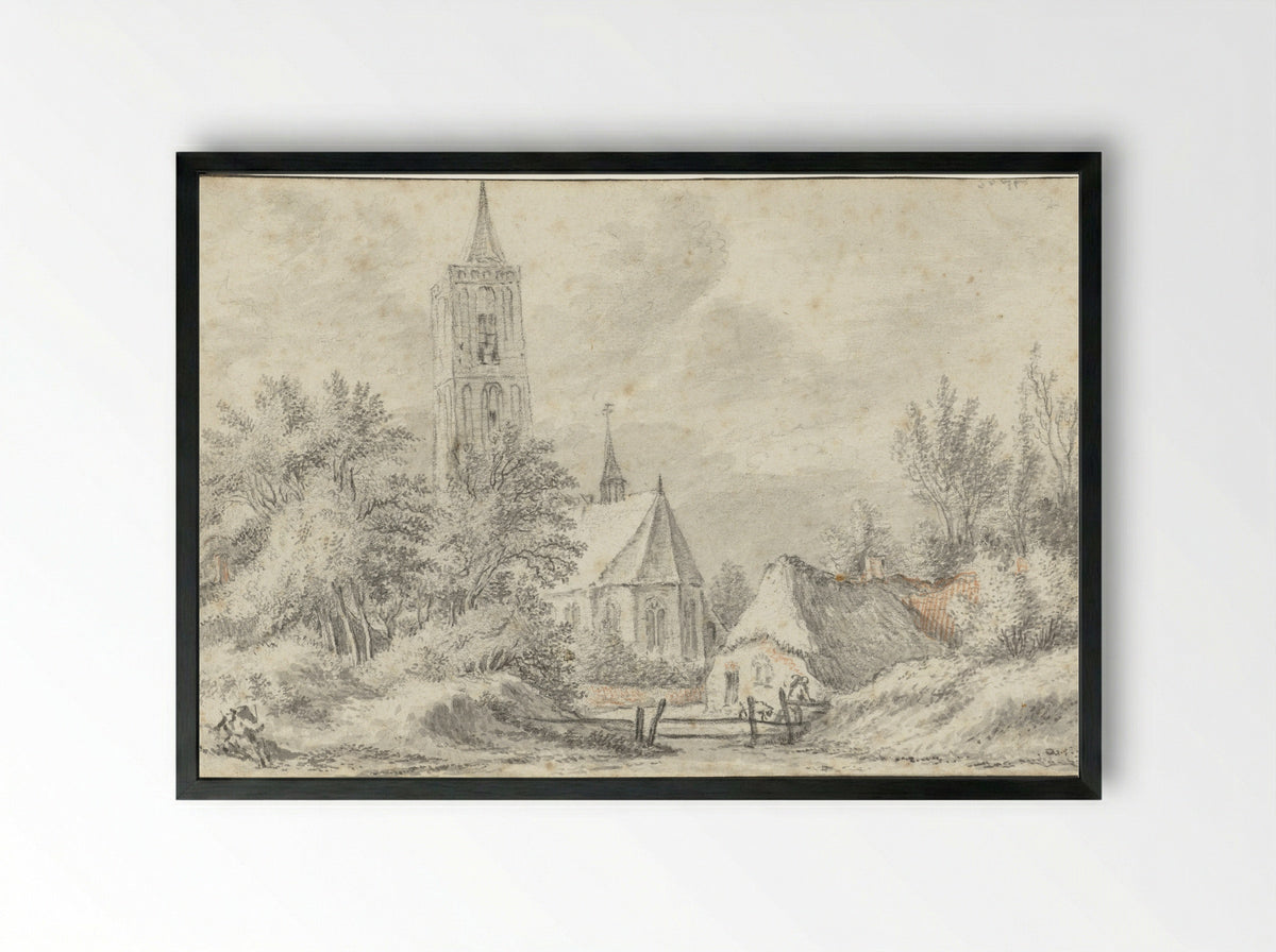 Gezicht op de kerk te Soest - Guillam Du Bois - Framed Print Black