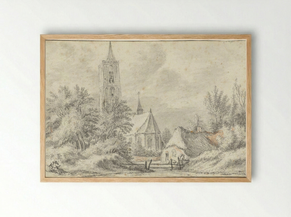 Gezicht op de kerk te Soest - Guillam Du Bois - Framed Print Wood