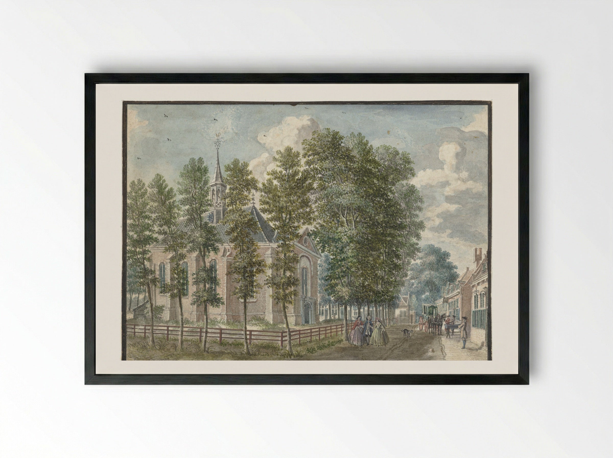 Gezicht op de kerk van Bloemendaal - Jan de Beijer - Framed Print Black