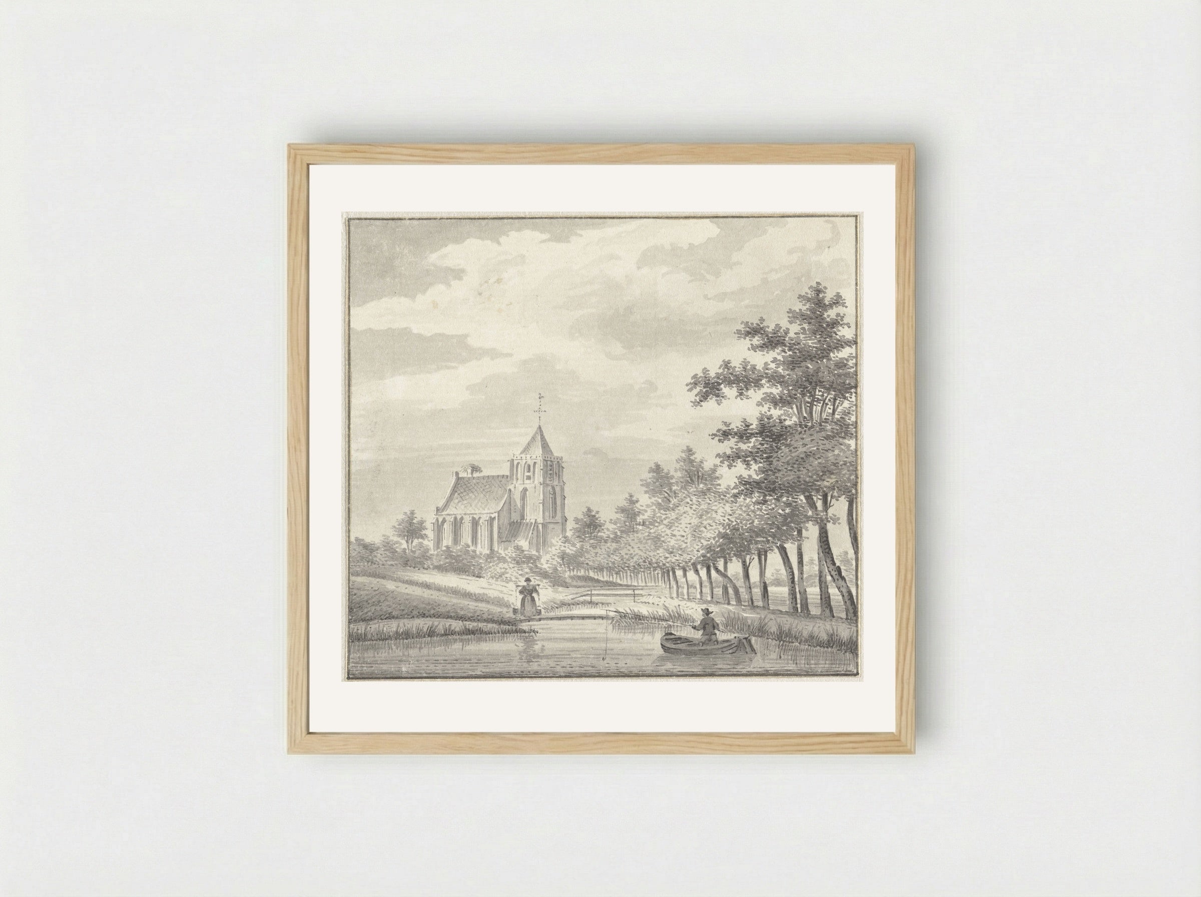 Gezicht op de kerk van Leerbroek - Jan de Beijer - Framed Print Wood