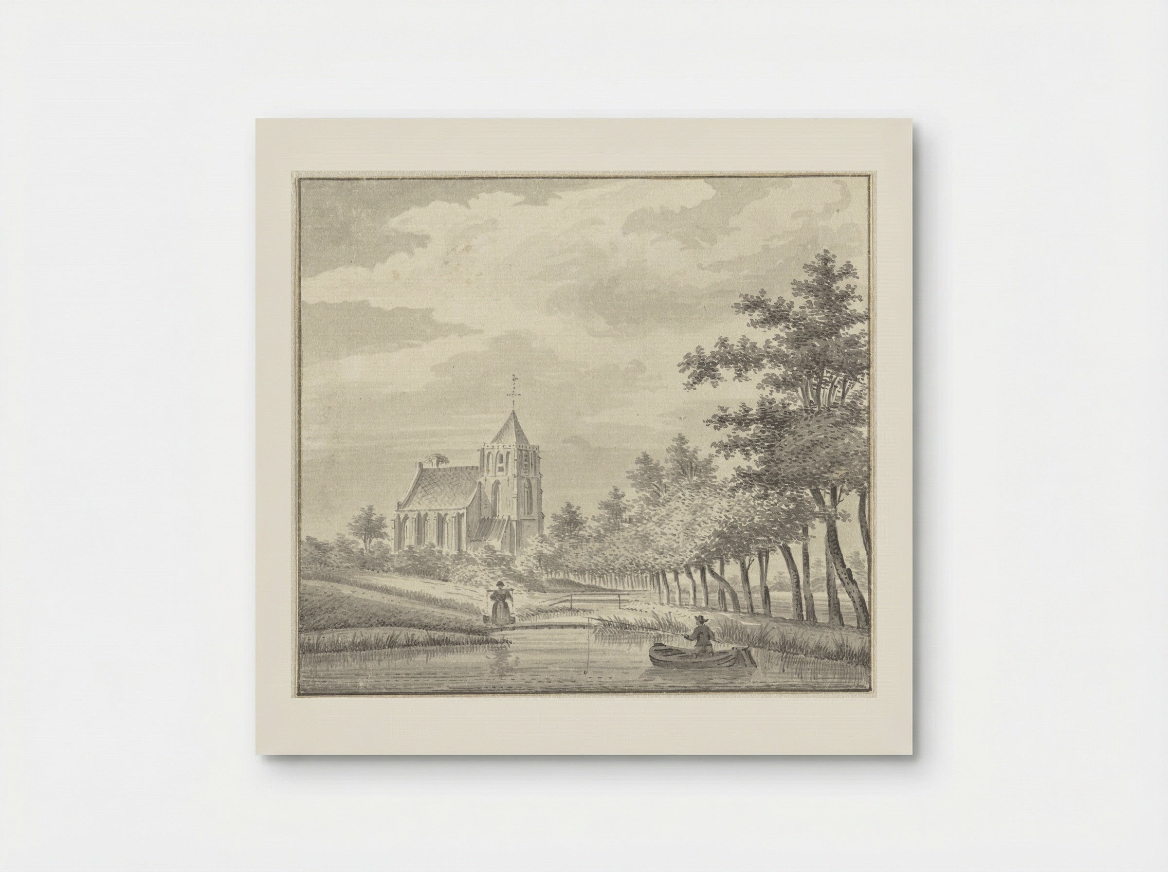 Gezicht op de kerk van Leerbroek - Jan de Beijer - Poster