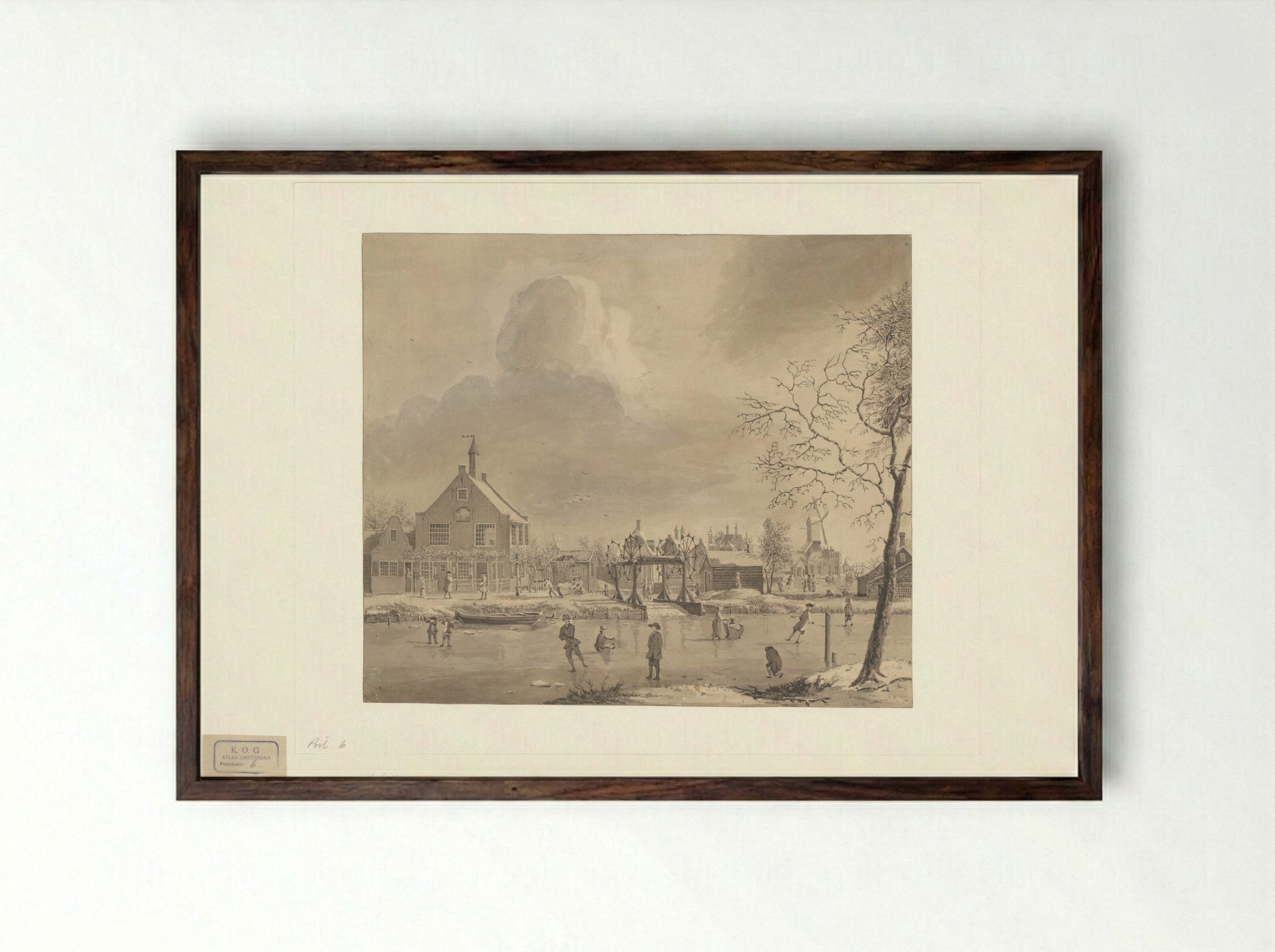 Gezicht op de overhaal bij de Boerenwetering - Nicolaes Aartman - Framed Print Dark Wood