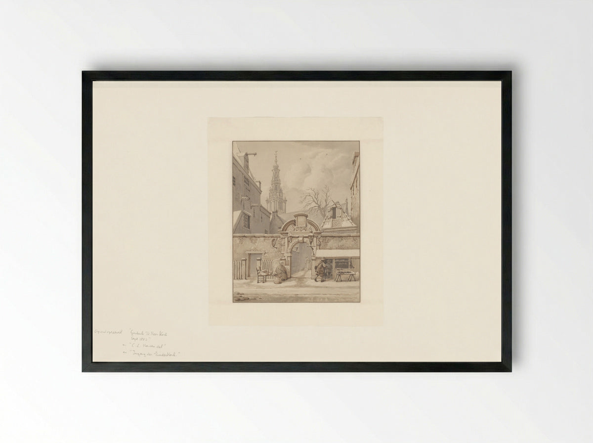 Gezicht op de poort aan het Zuiderkerkhof te Amsterdam - Carel Lodewijk Hansen - Framed Print Black