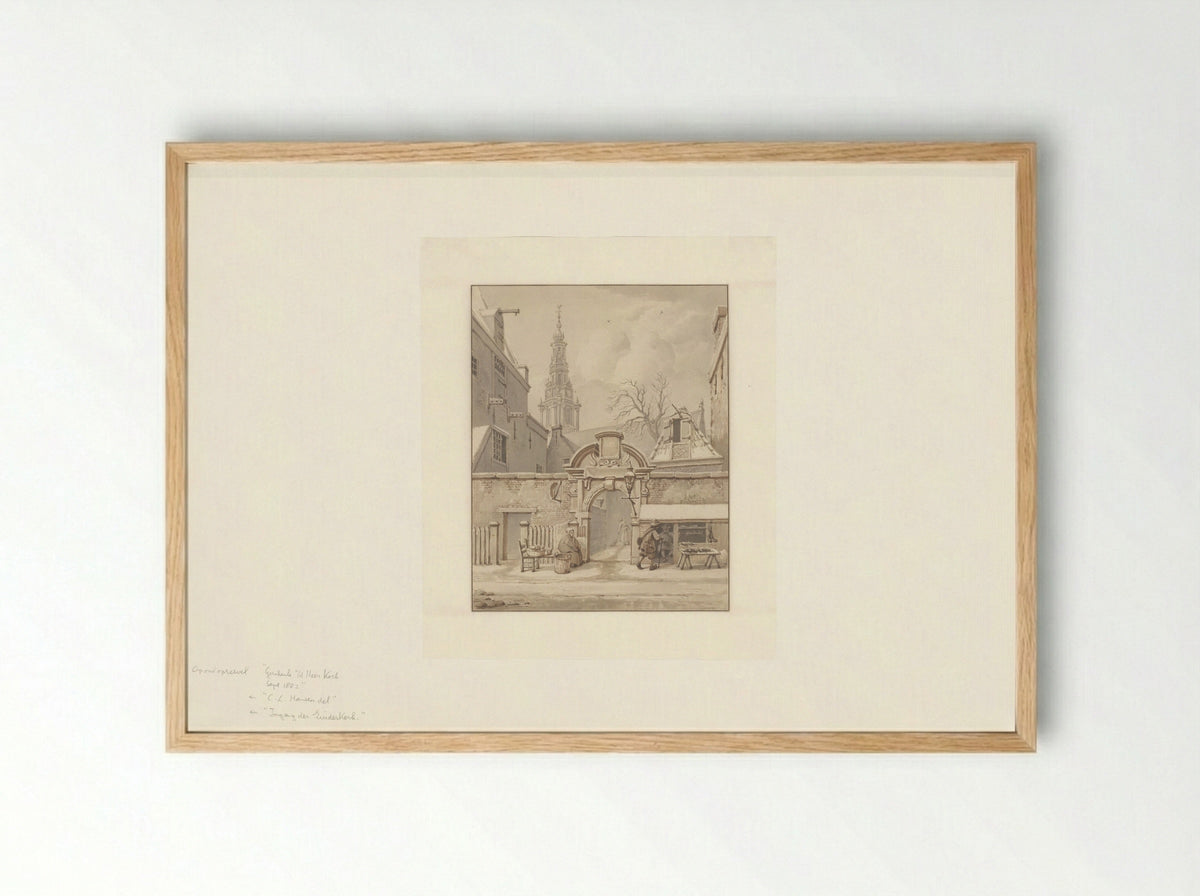Gezicht op de poort aan het Zuiderkerkhof te Amsterdam - Carel Lodewijk Hansen - Framed Print Wood