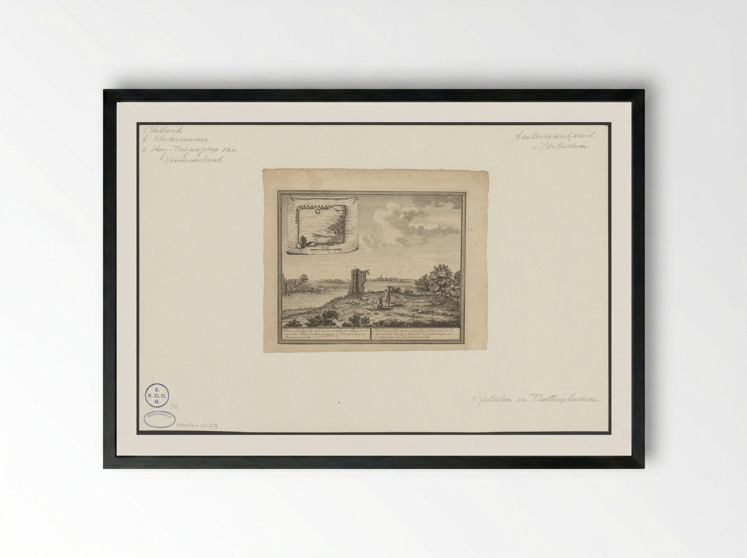 Gezicht op de ruïne van Huis Kronenburg - Hendrik de Leth - Framed Print Black