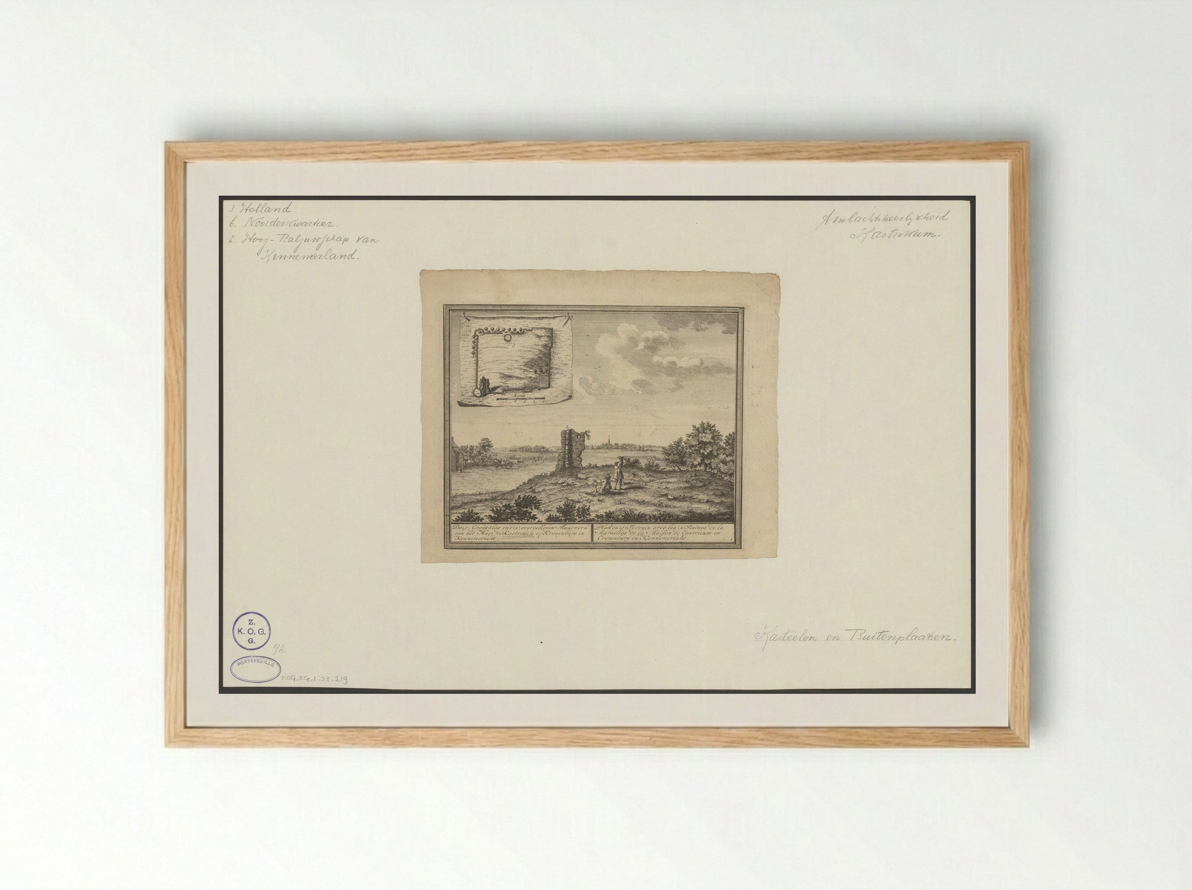 Gezicht op de ruïne van Huis Kronenburg - Hendrik de Leth - Framed Print Wood