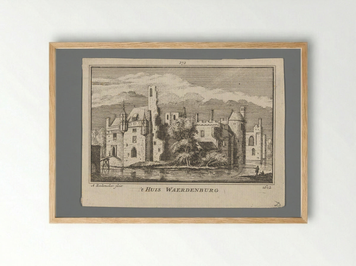 Gezicht op de ruïne van Kasteel Waardenburg - Abraham Rademaker - Framed Print Wood