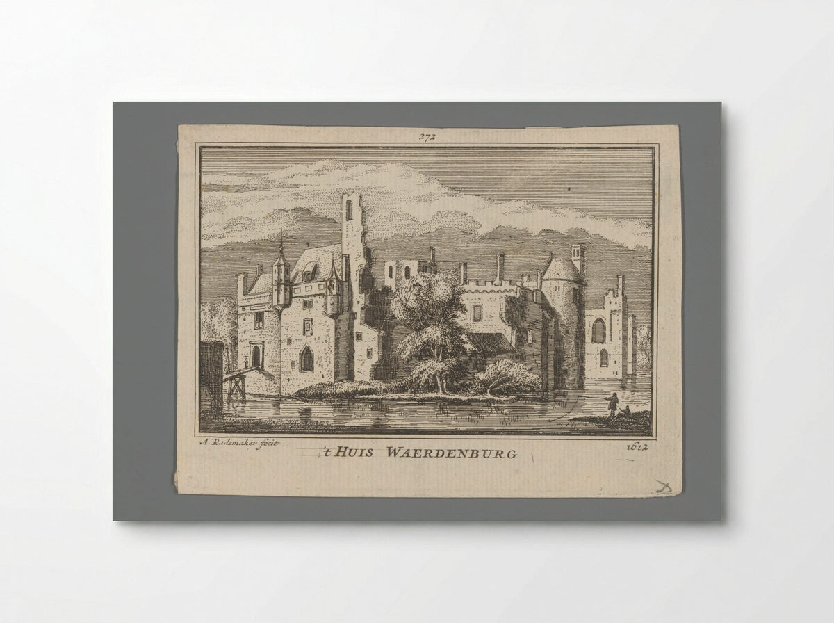 Gezicht op de ruïne van Kasteel Waardenburg - Abraham Rademaker - Poster