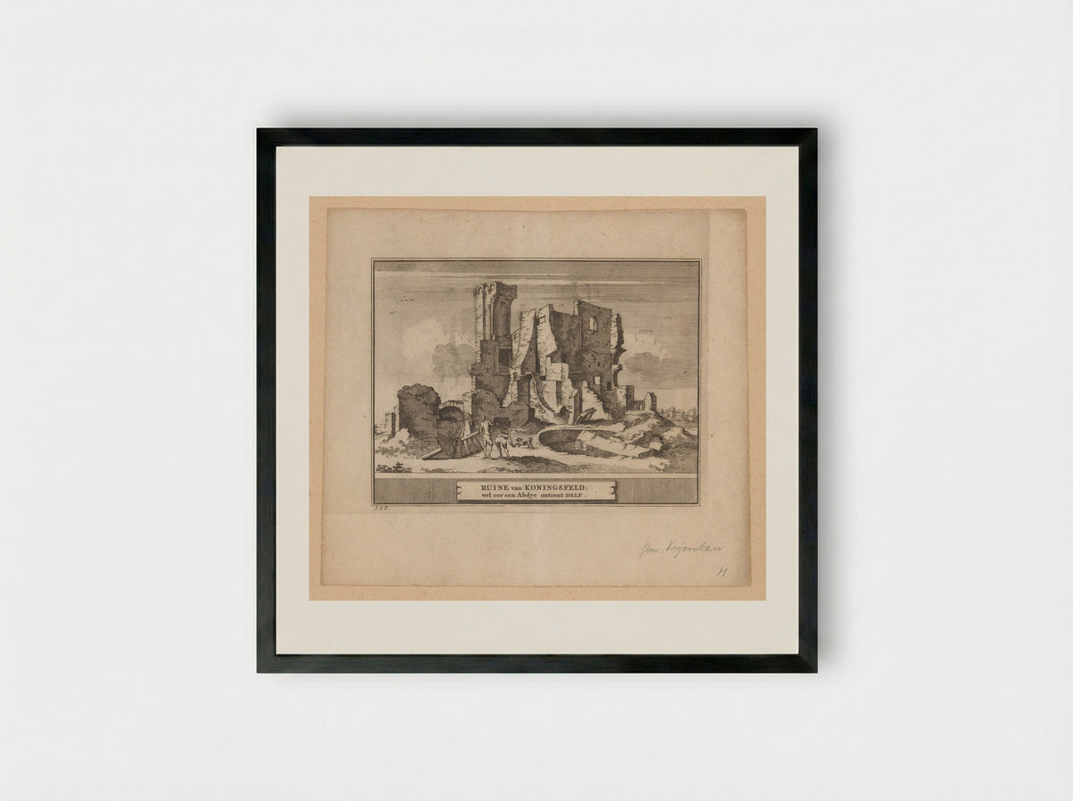 Gezicht op de ruïne van de Abdij Koningsfeld bij Delft - Pieter de Coup - Framed Print Black
