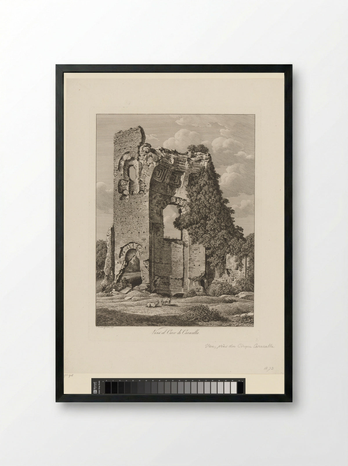 Gezicht op de ruïne van het Circus van Maxentius - Johann Friedrich Frauenholz - Framed Print Black
