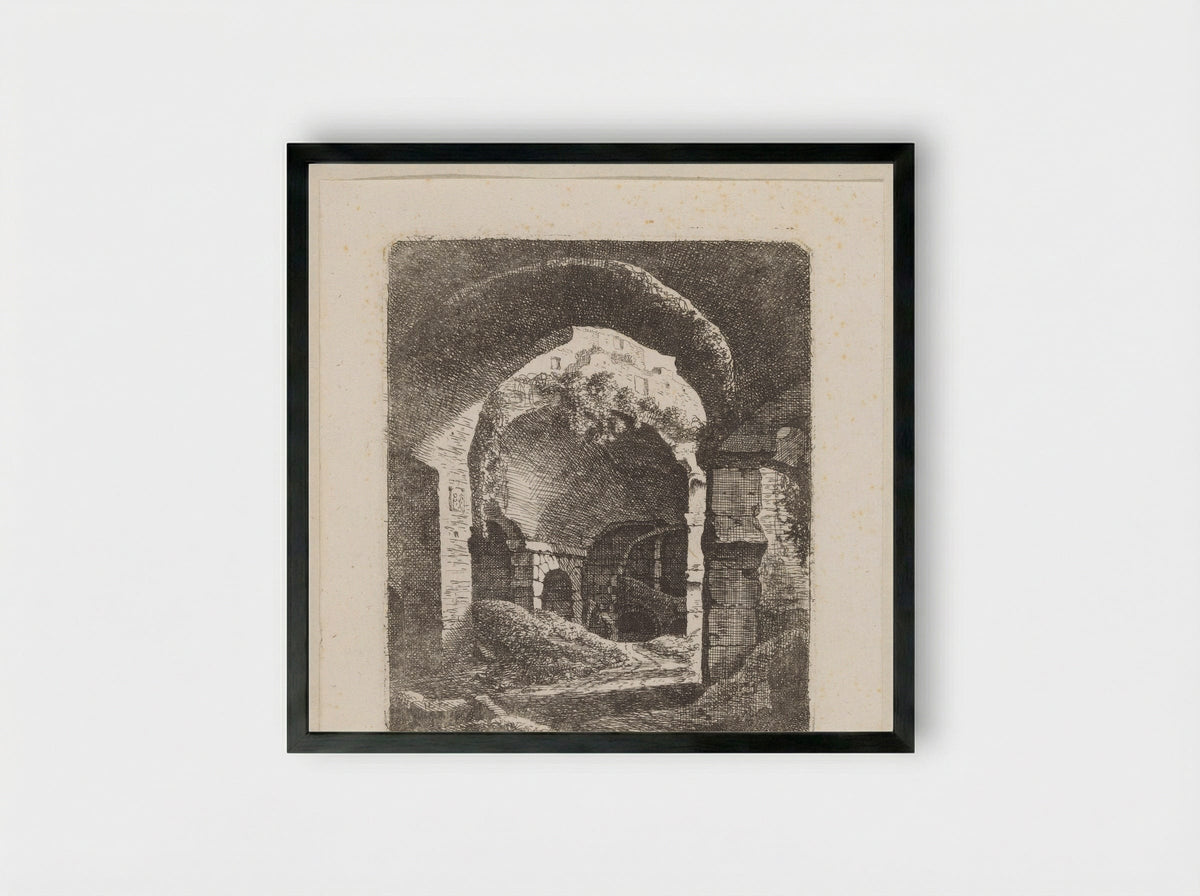 Gezicht op de ruïnes van het Colosseum - Johann Franz Ermels - Framed Print Black
